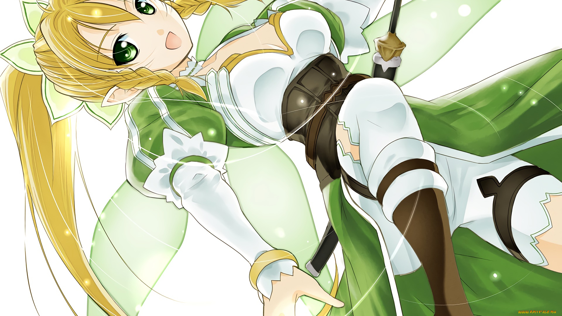 аниме, sword, art, online, девушка, взгляд, фон