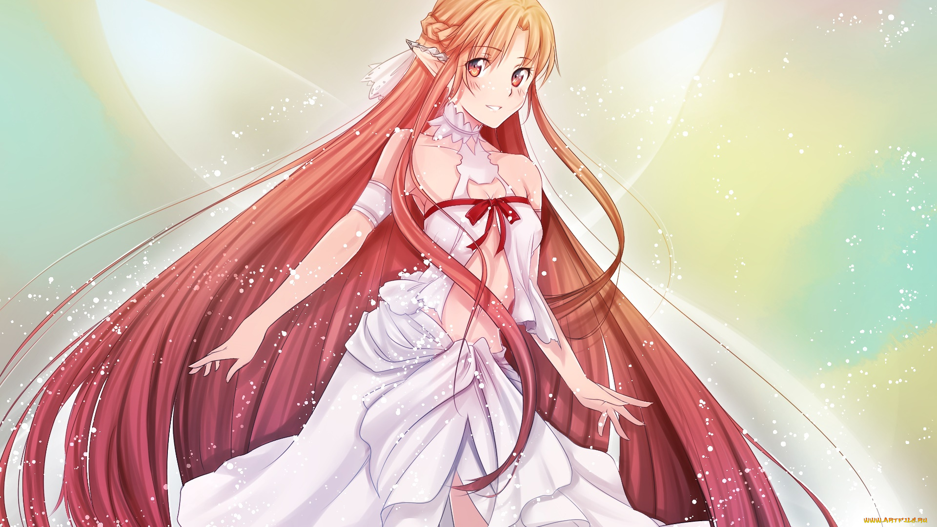 аниме, sword, art, online, девушка, взгляд, фон