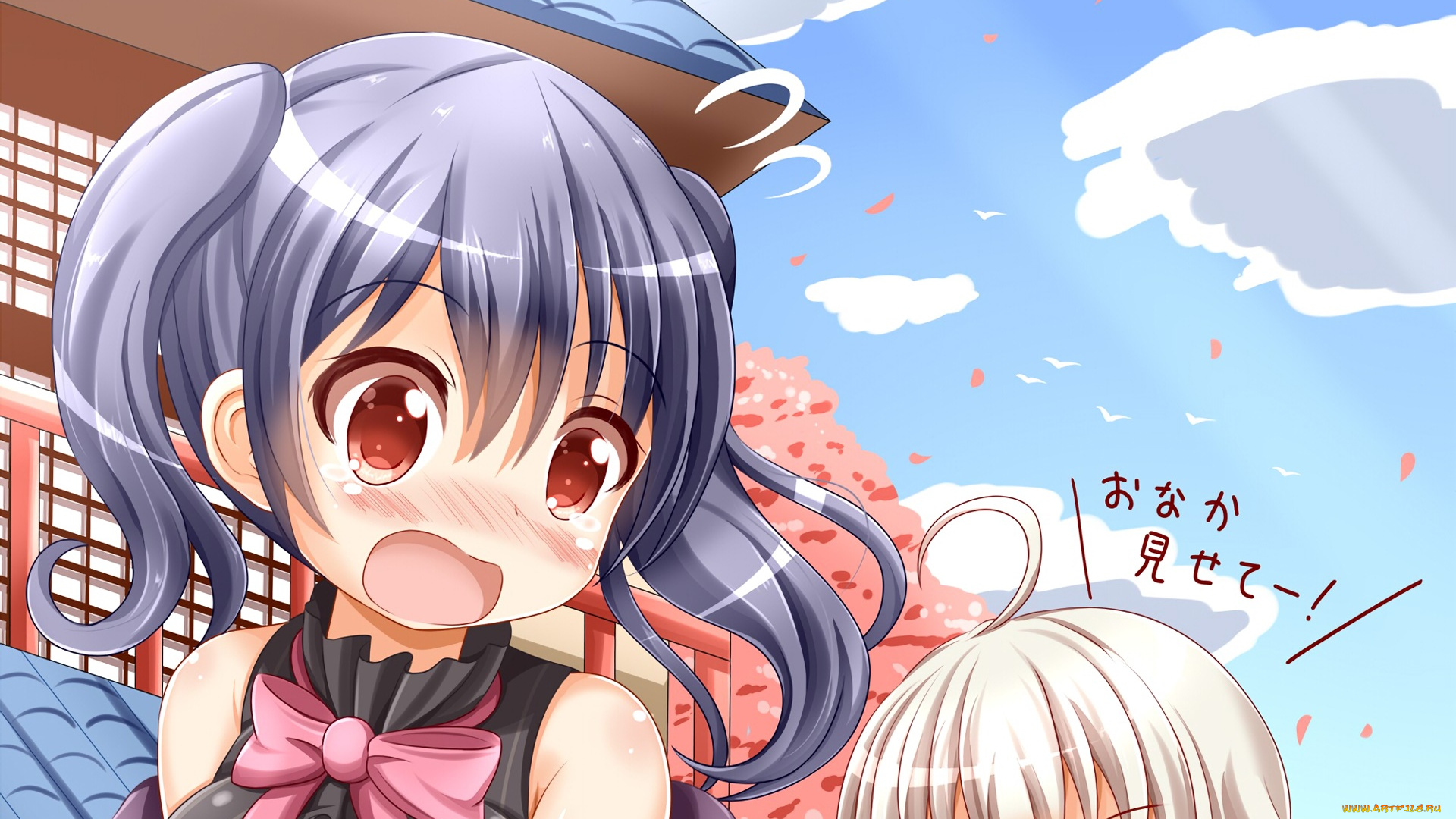 аниме, urara, meirochou, девушка, взгляд, фон