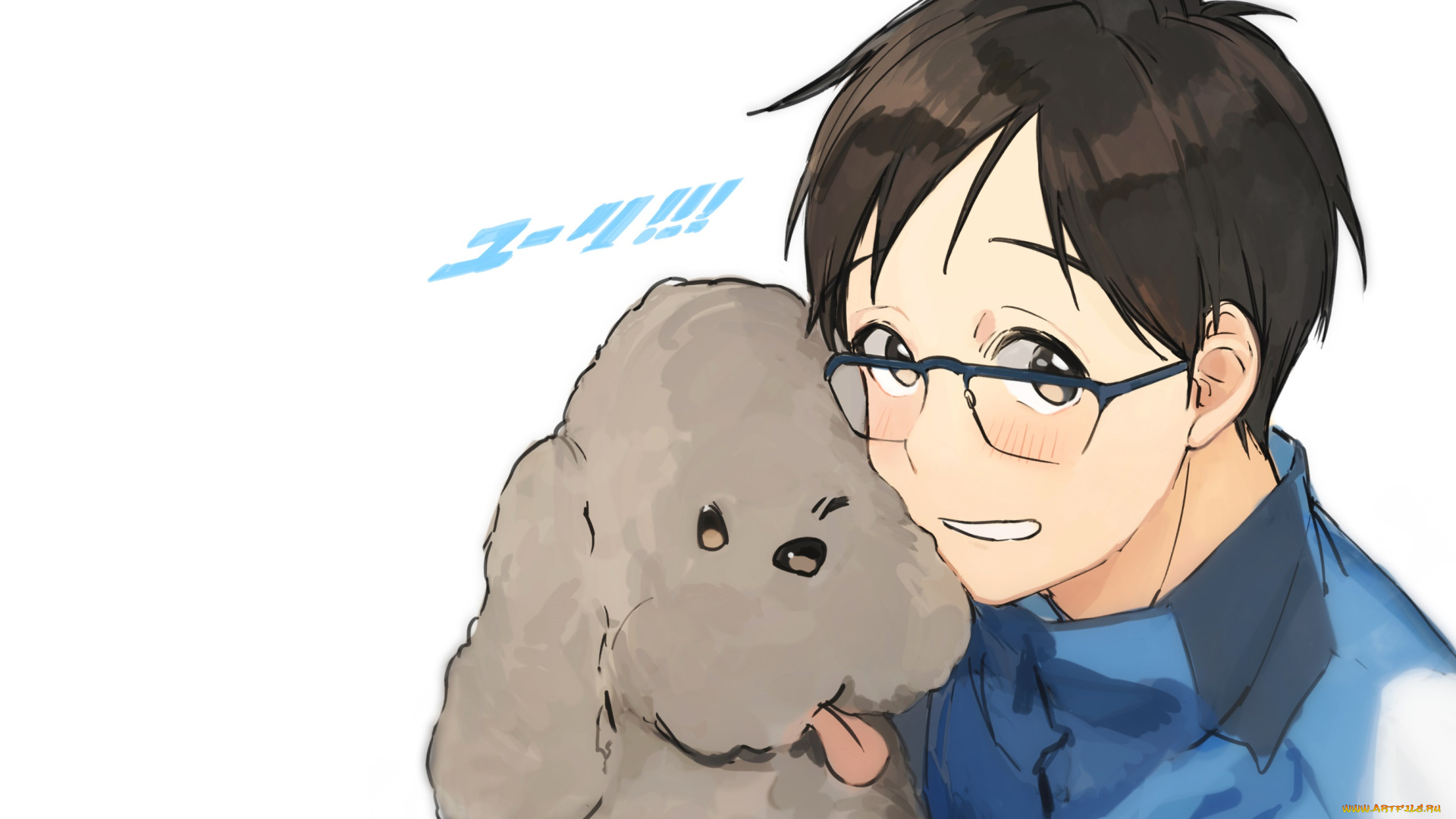 аниме, yuri, on, ice, makkachin, katsuki, yuuri