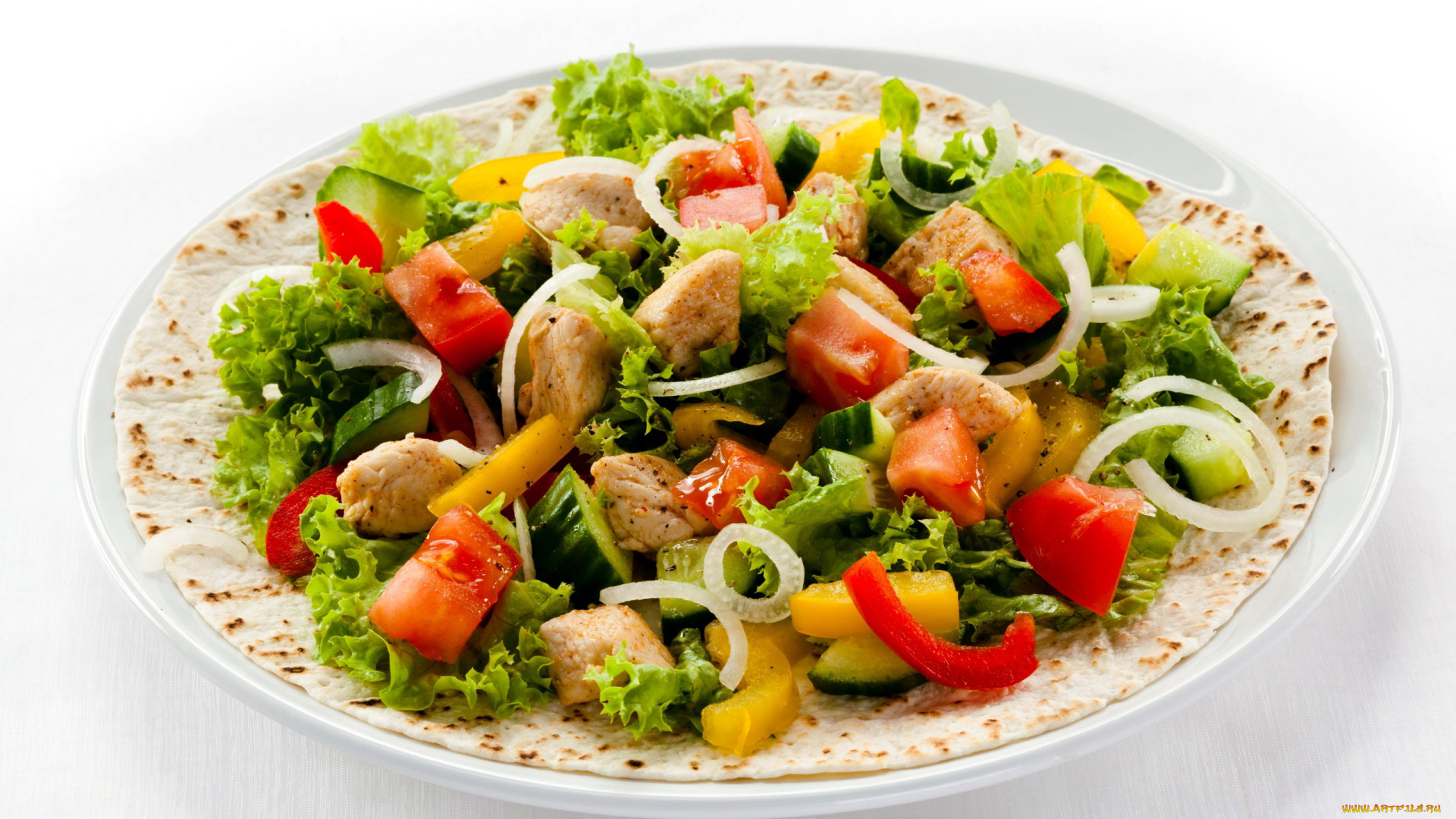 еда, салаты, , закуски, лук, помидоры, огурцы, салат, мясо, перец