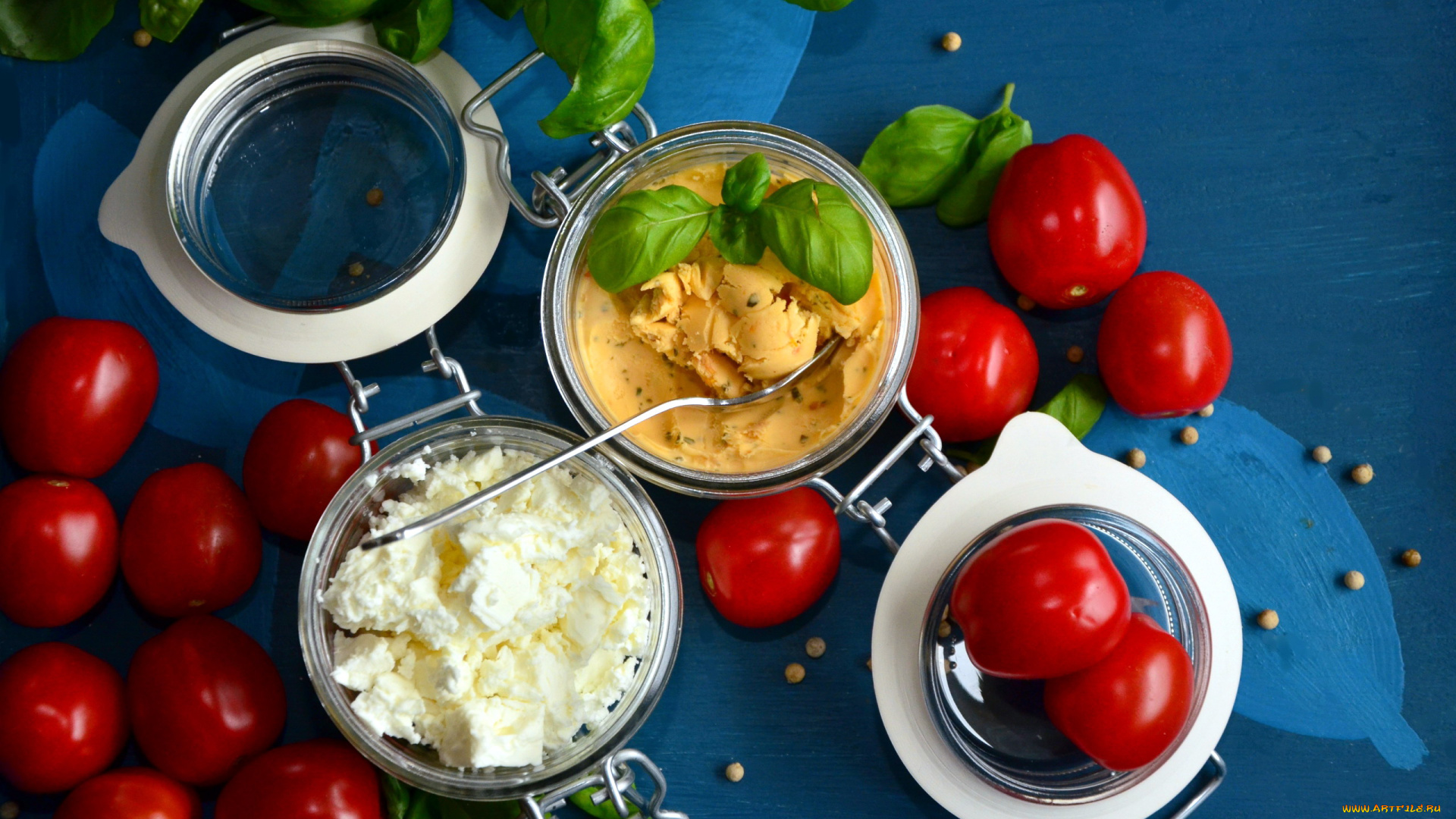 еда, салаты, , закуски, помидоры, паштеты, базилик, томаты