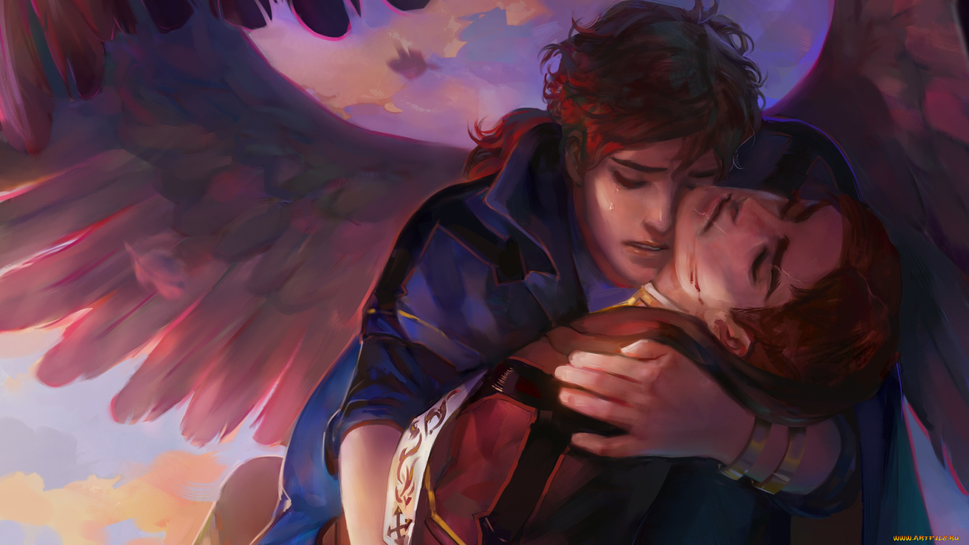 фэнтези, ангелы, анегл, парень, скорбь, драма