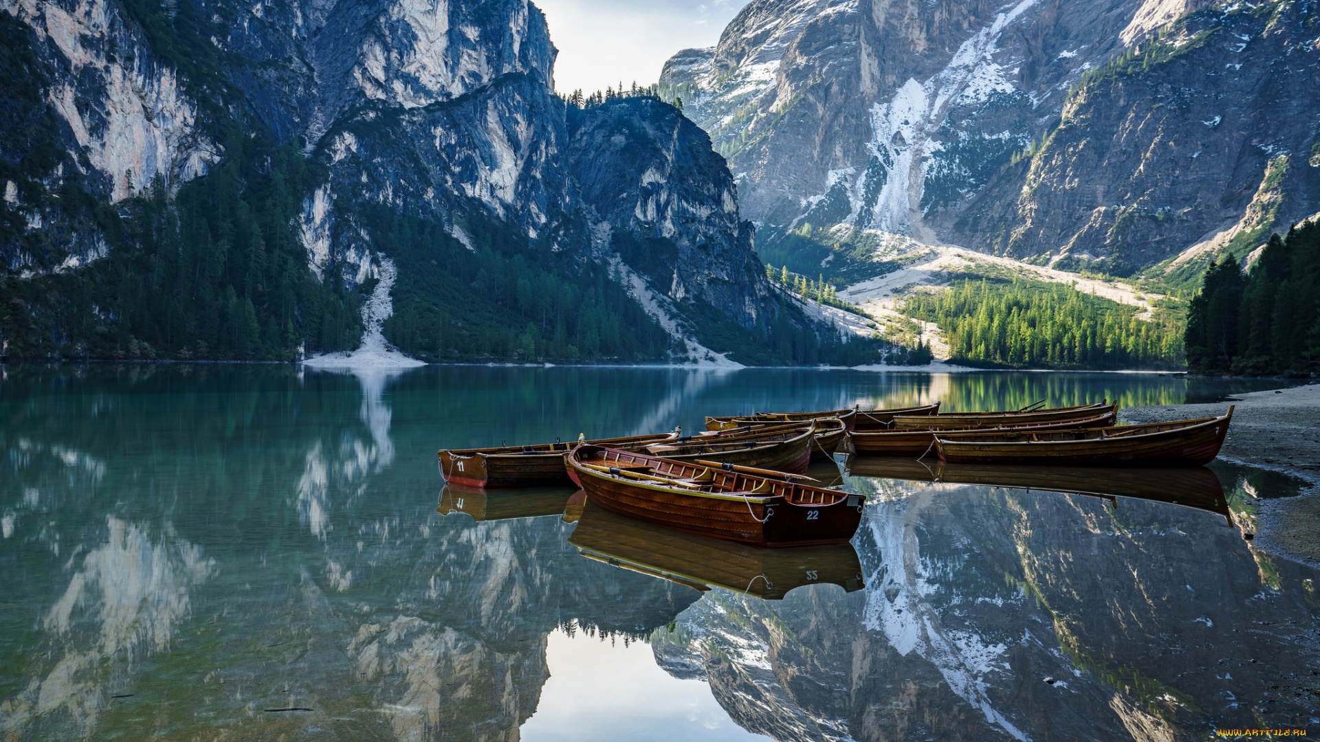 корабли, лодки, , шлюпки, лодка, горы, италия, озеро, доломитовые, альпы