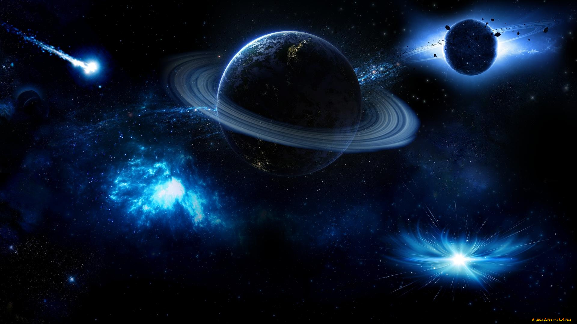 космос, арт, планеты, вселенная, звезды, галактика