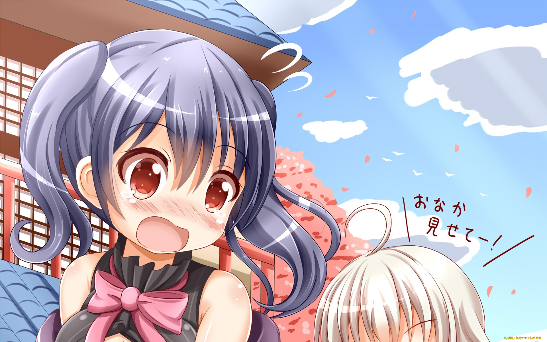 аниме, urara, meirochou, девушка, взгляд, фон