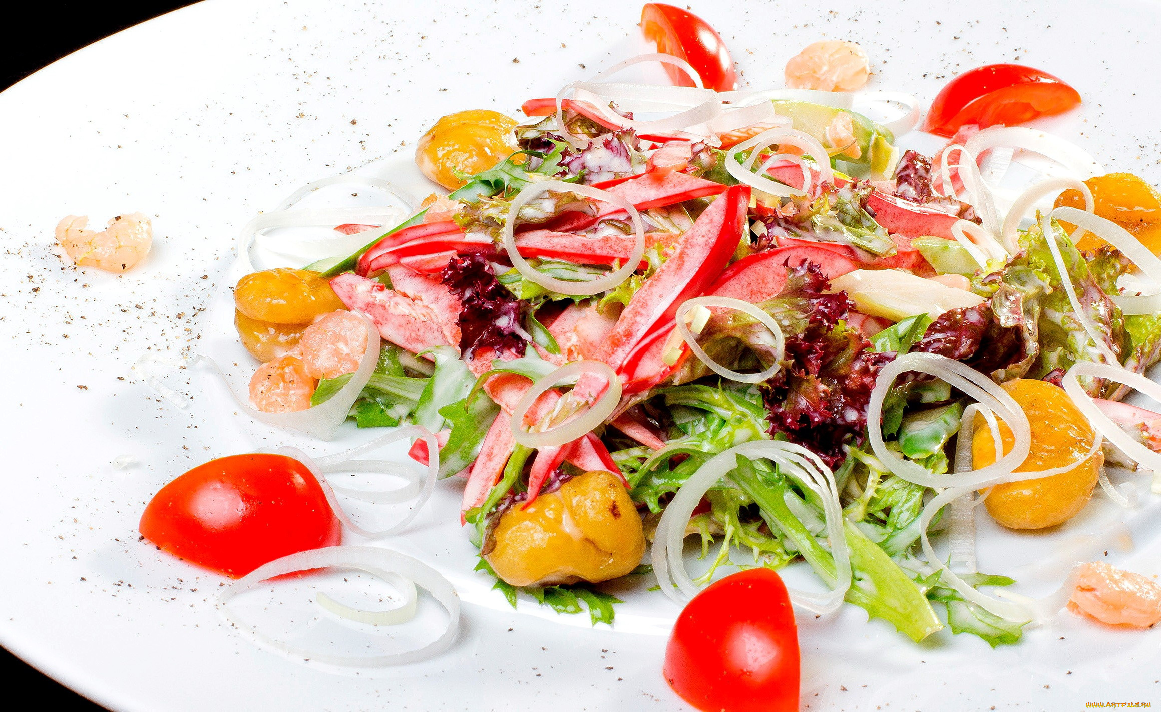 еда, салаты, , закуски, помидоры, салат, лук, зелень