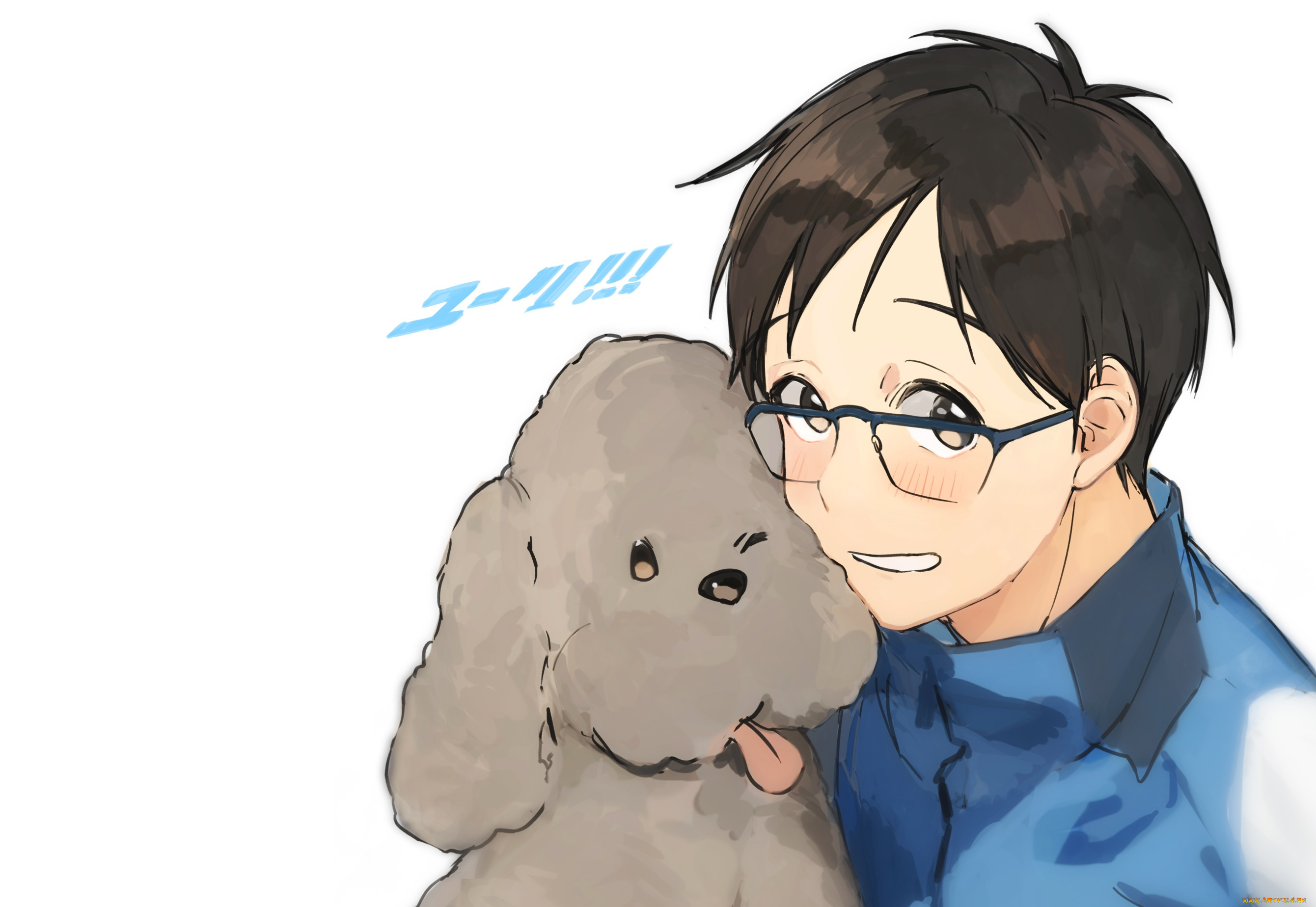 аниме, yuri, on, ice, makkachin, katsuki, yuuri