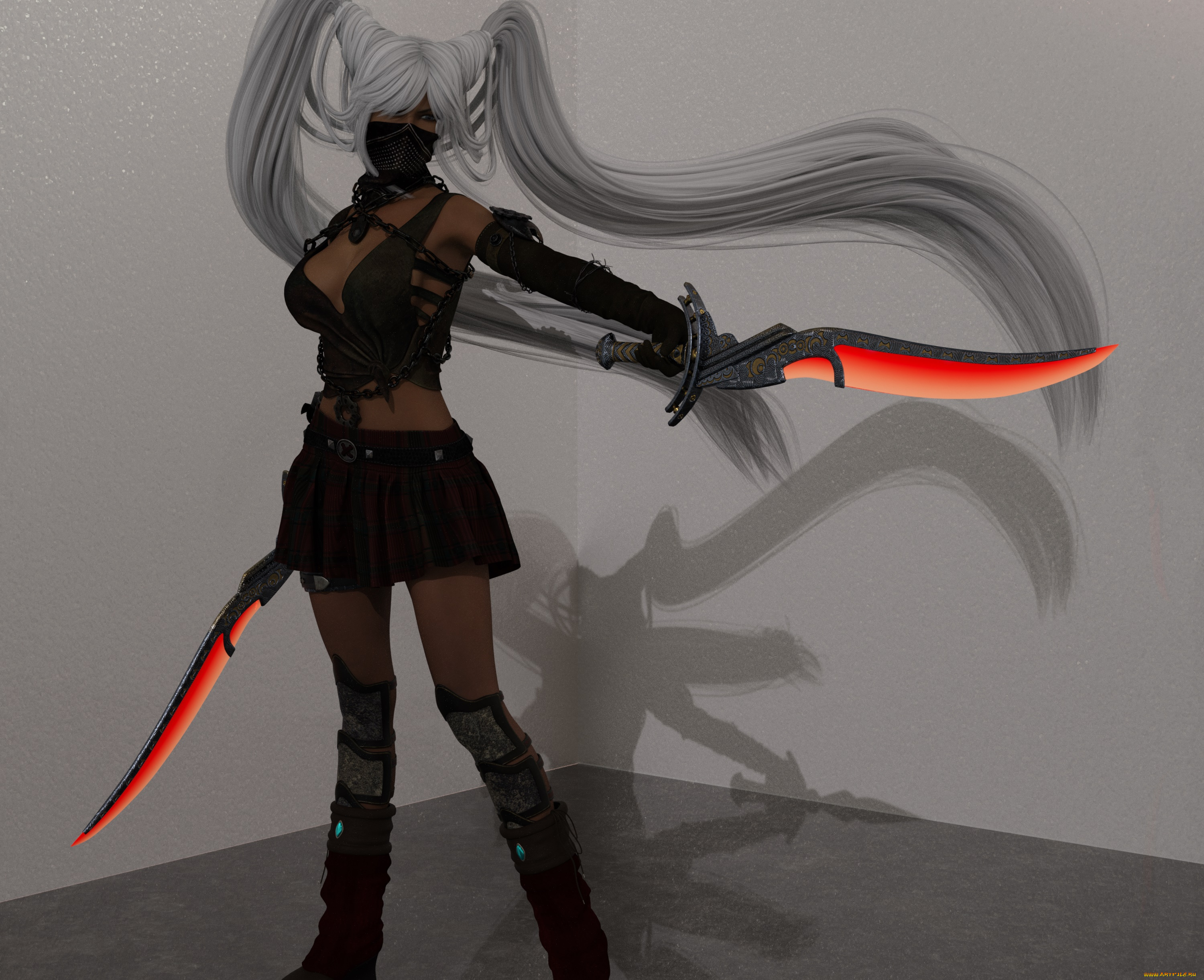 3д, графика, фантазия, , fantasy, фон, взгляд, оружие, девушка