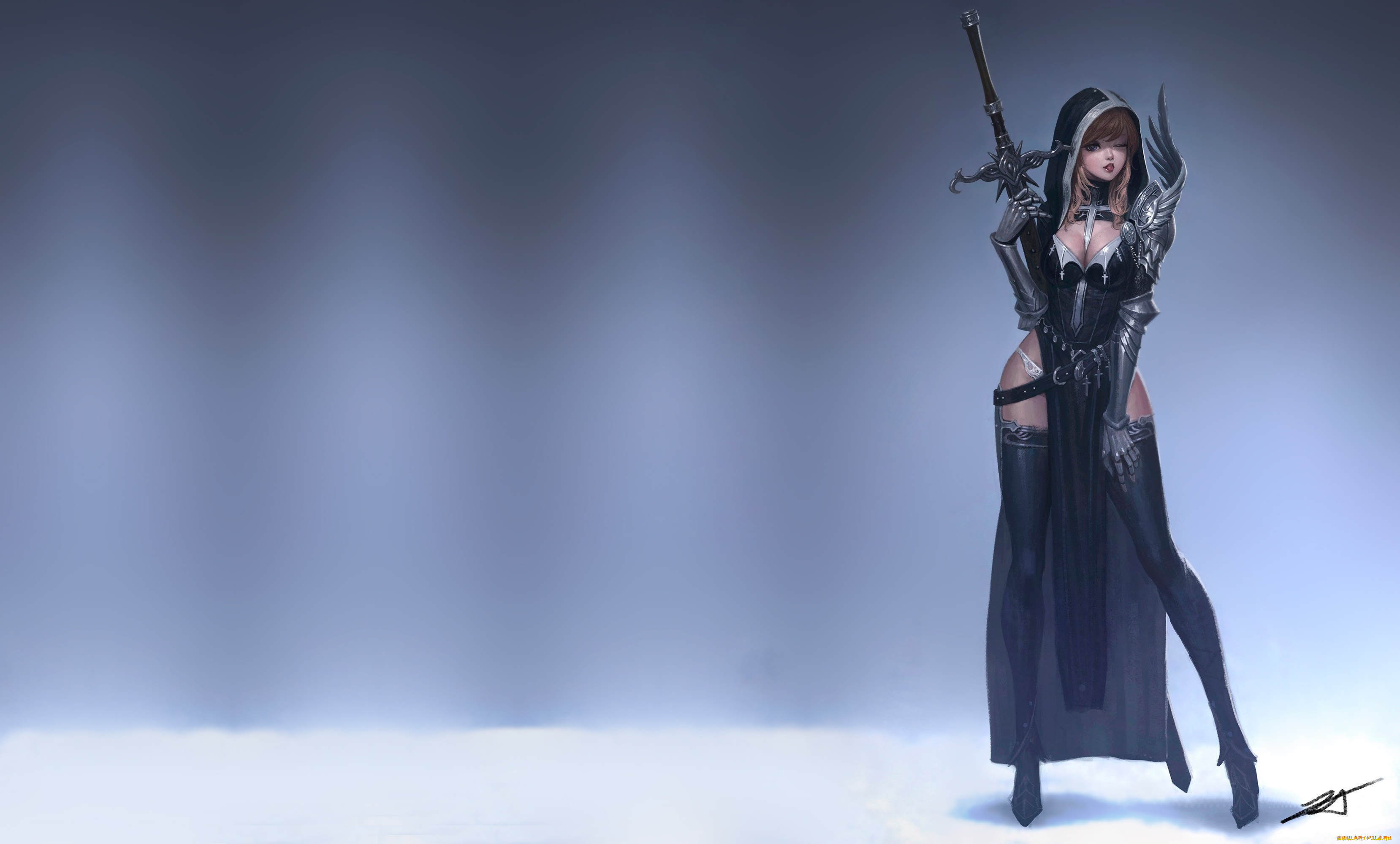 фэнтези, девушки, basic, brush, девушка, oh, ji, sung, воин, оружие