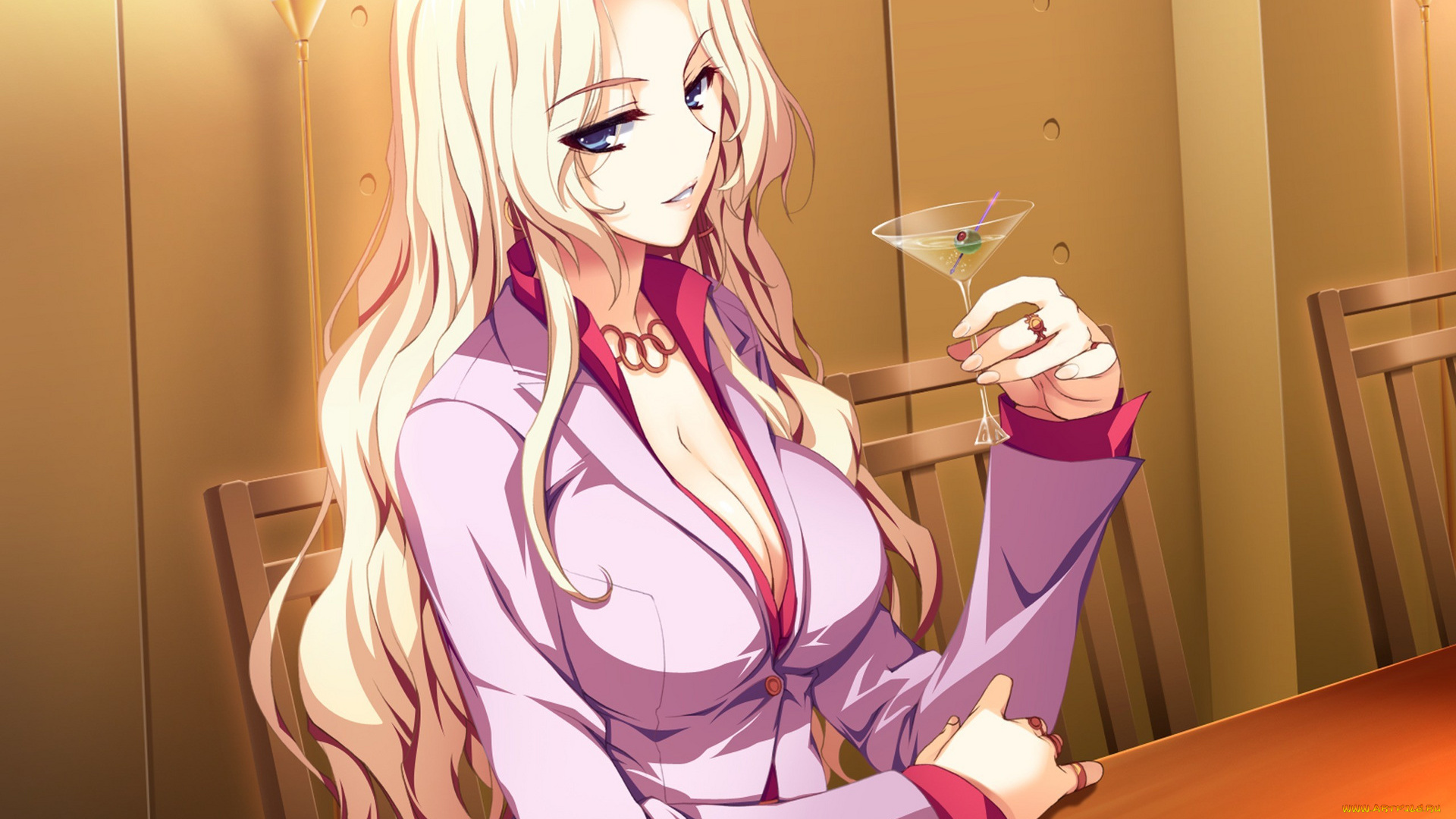 аниме, akatsuki, no, yona, бокал, стулья, стол, akatsuki, no, goei, девушка