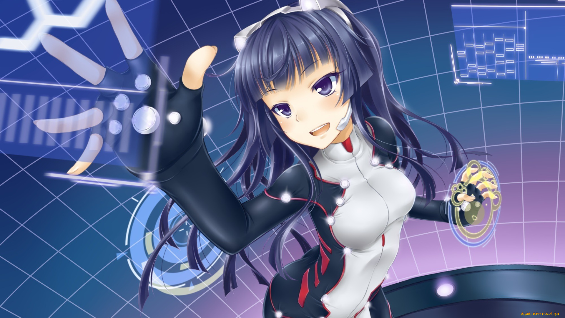 аниме, guilty, crown, фон, девушка, взгляд