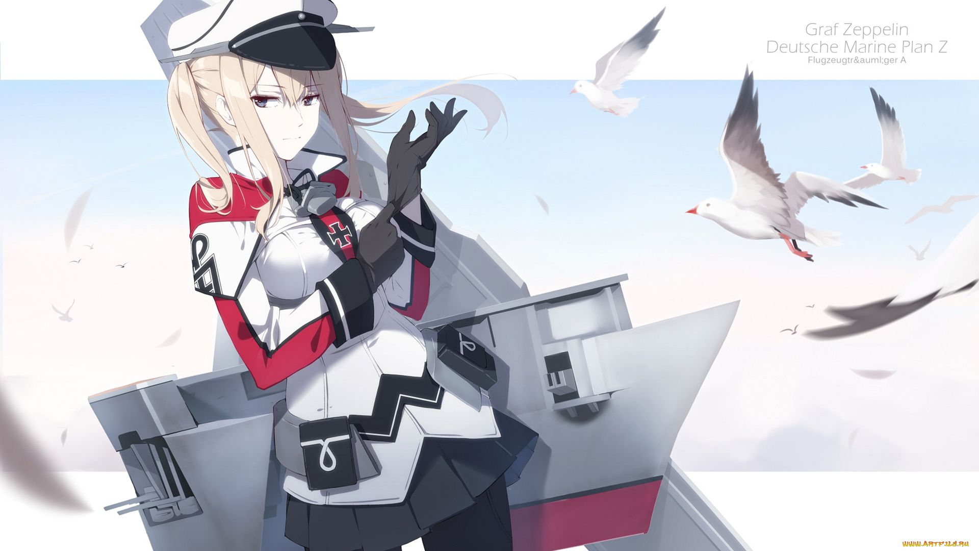 аниме, kantai, collection, фон, девушка, взгляд