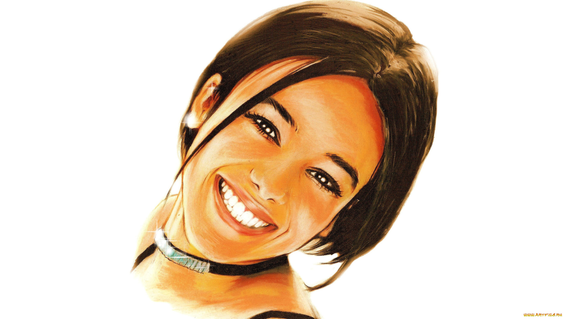 рисованное, люди, девушка, улыбка, взгляд, фон