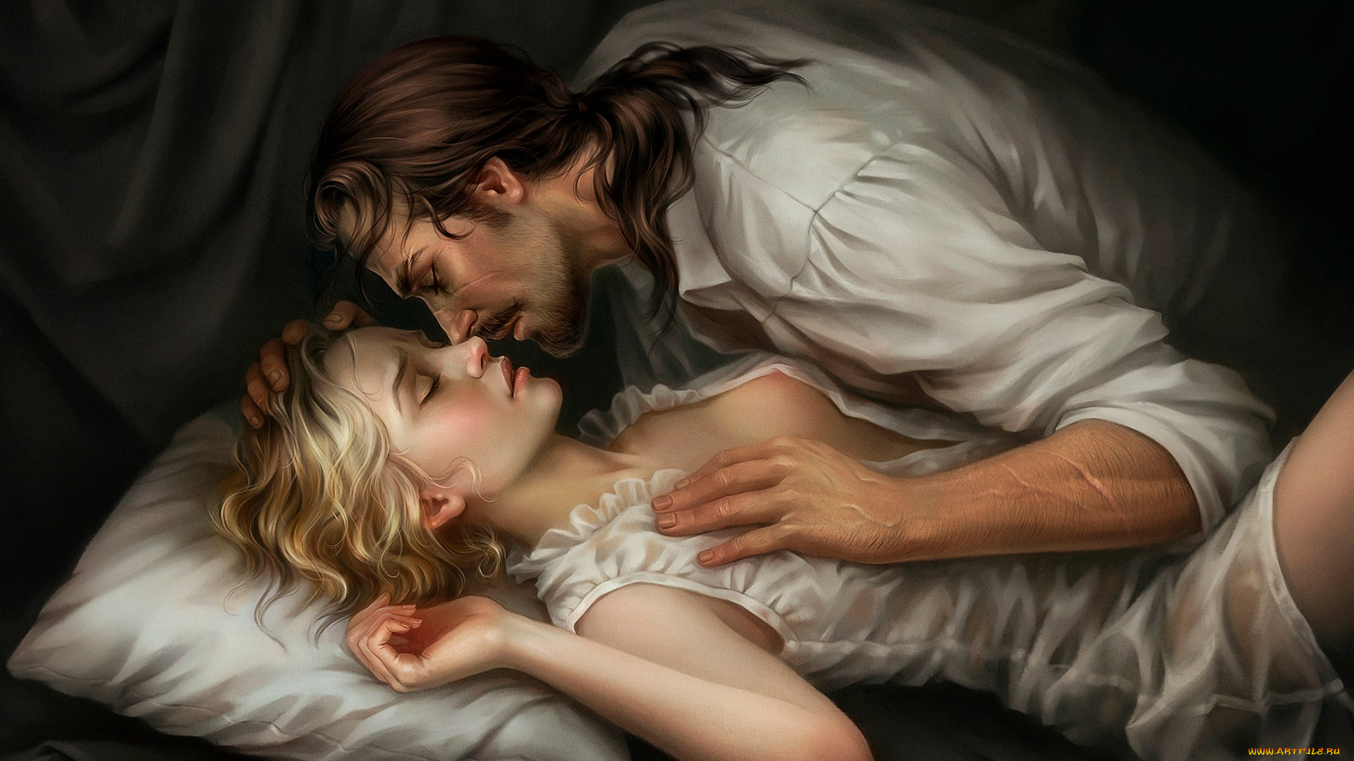 рисованное, люди, мужчина, женщина