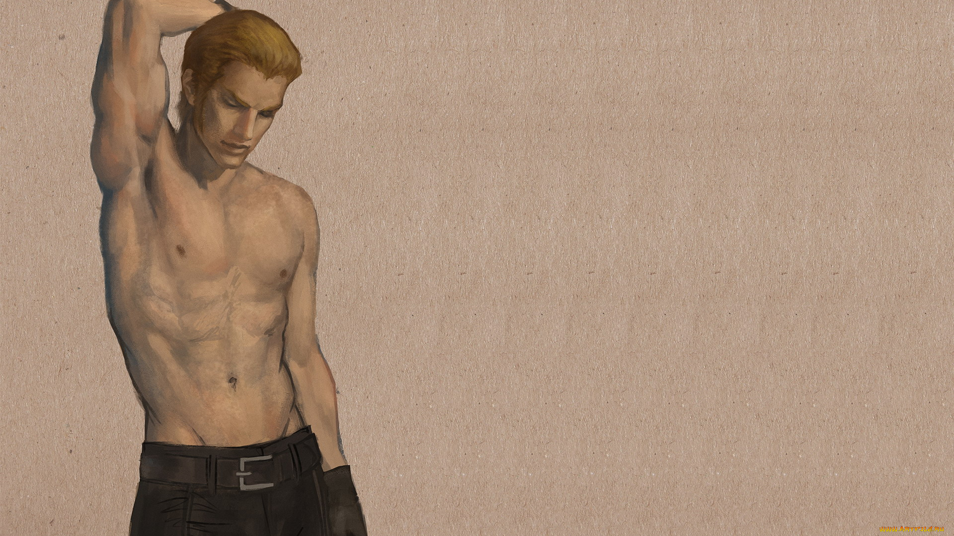 рисованное, люди, торс, перчатки, рыжий, парень