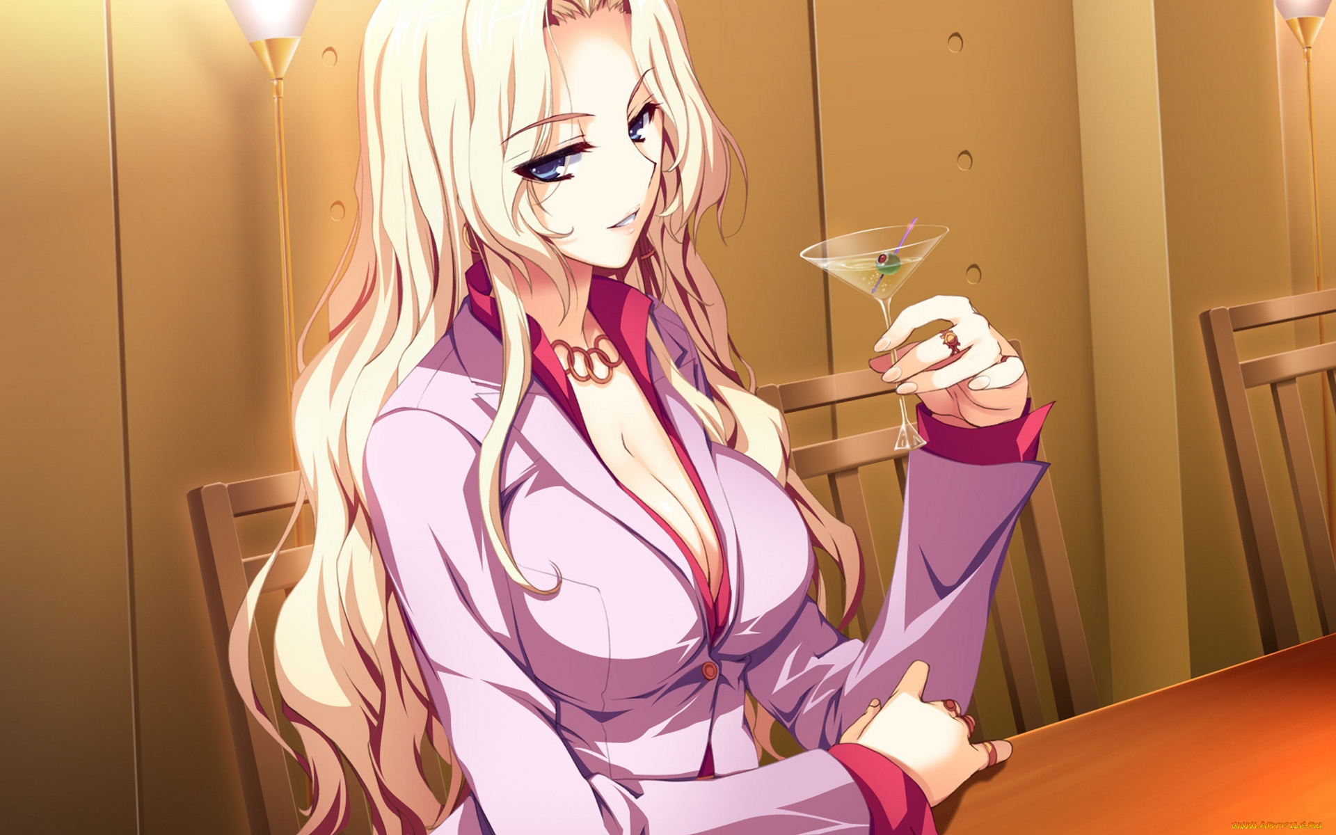 аниме, akatsuki, no, yona, бокал, стулья, стол, akatsuki, no, goei, девушка