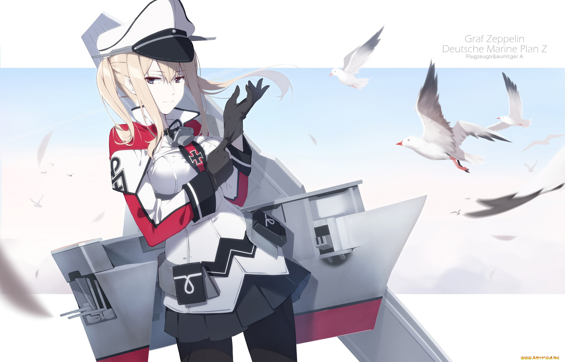 аниме, kantai, collection, фон, девушка, взгляд
