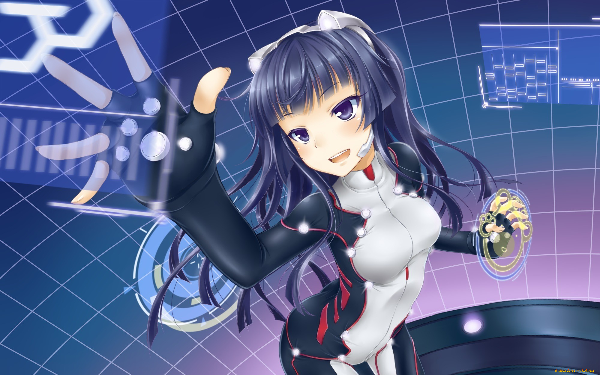 аниме, guilty, crown, фон, девушка, взгляд