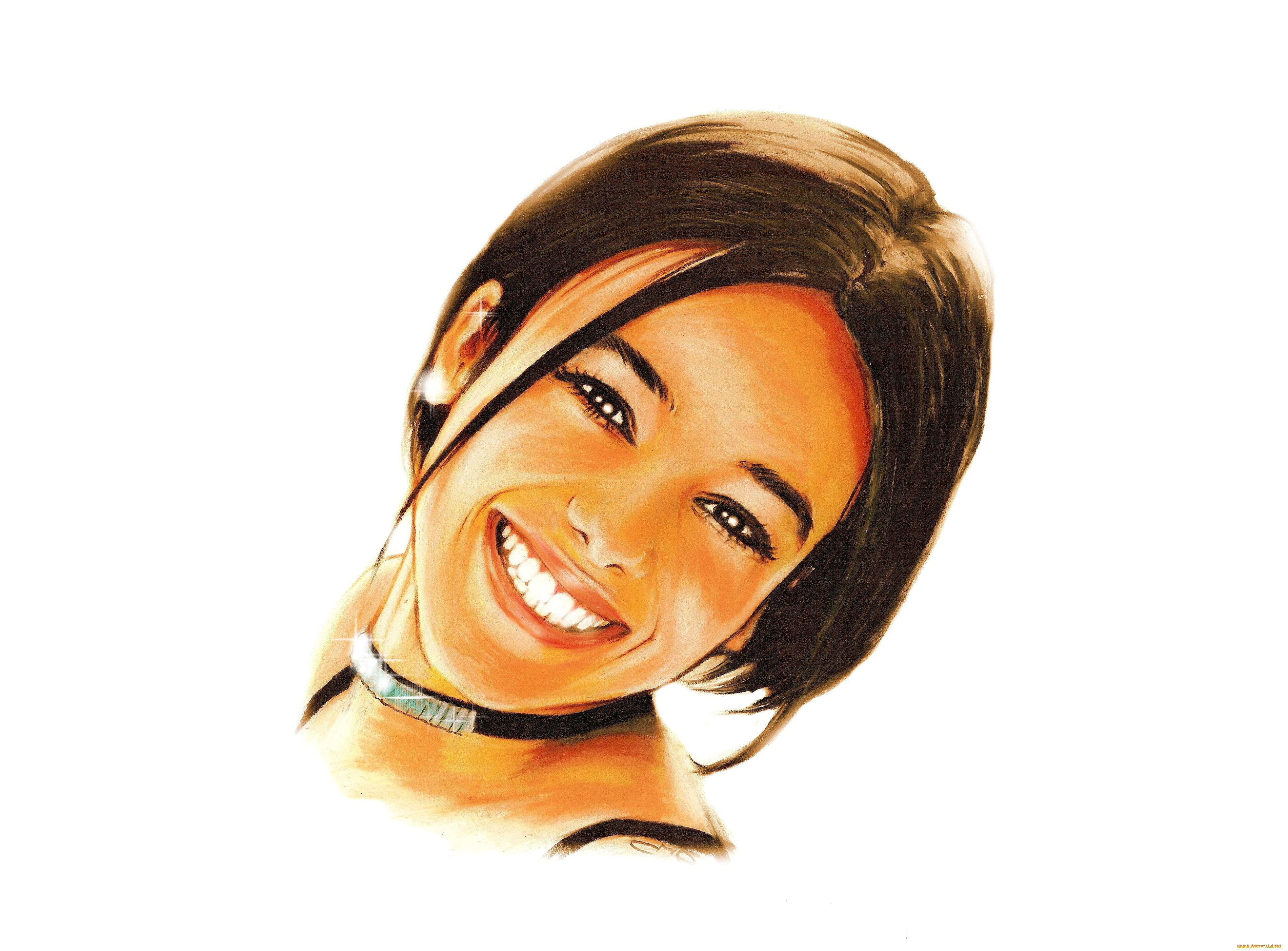 рисованное, люди, девушка, улыбка, взгляд, фон