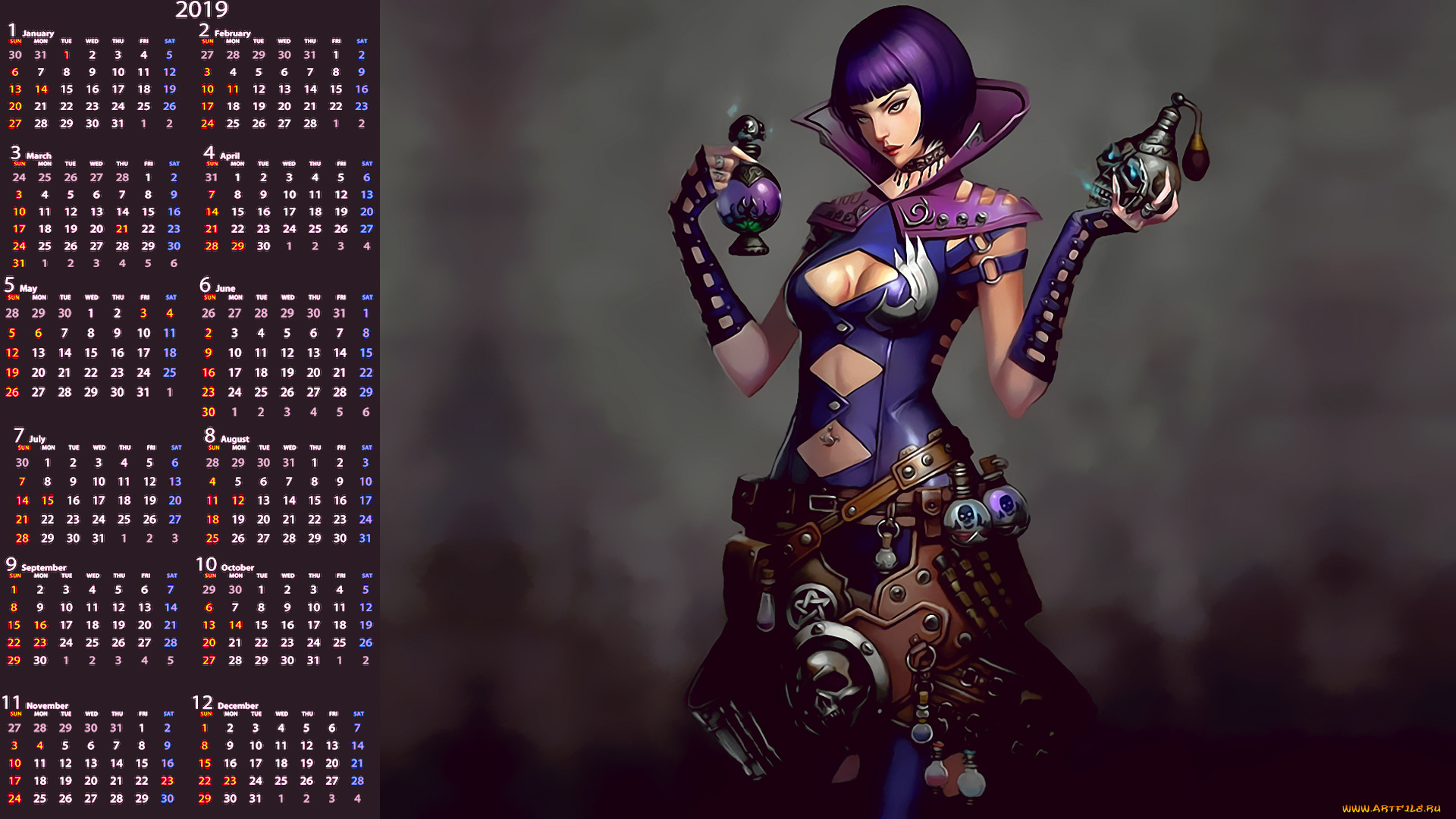 календари, фэнтези, флакон, девушка