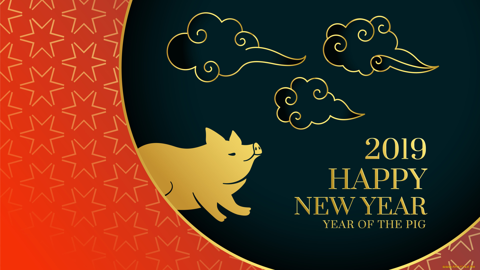 праздничные, векторная, графика, , новый, год, китайский, новый, год, 2019г