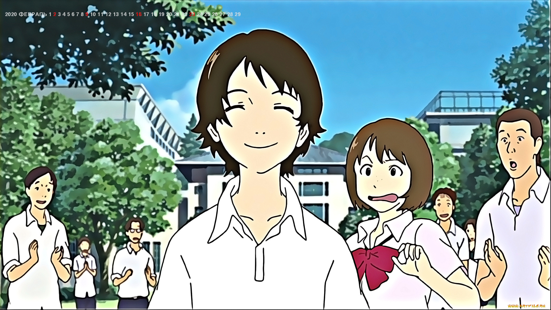 календари, аниме, школа, 2020, calendar, ученик, юноша, подросток, девушка, здание