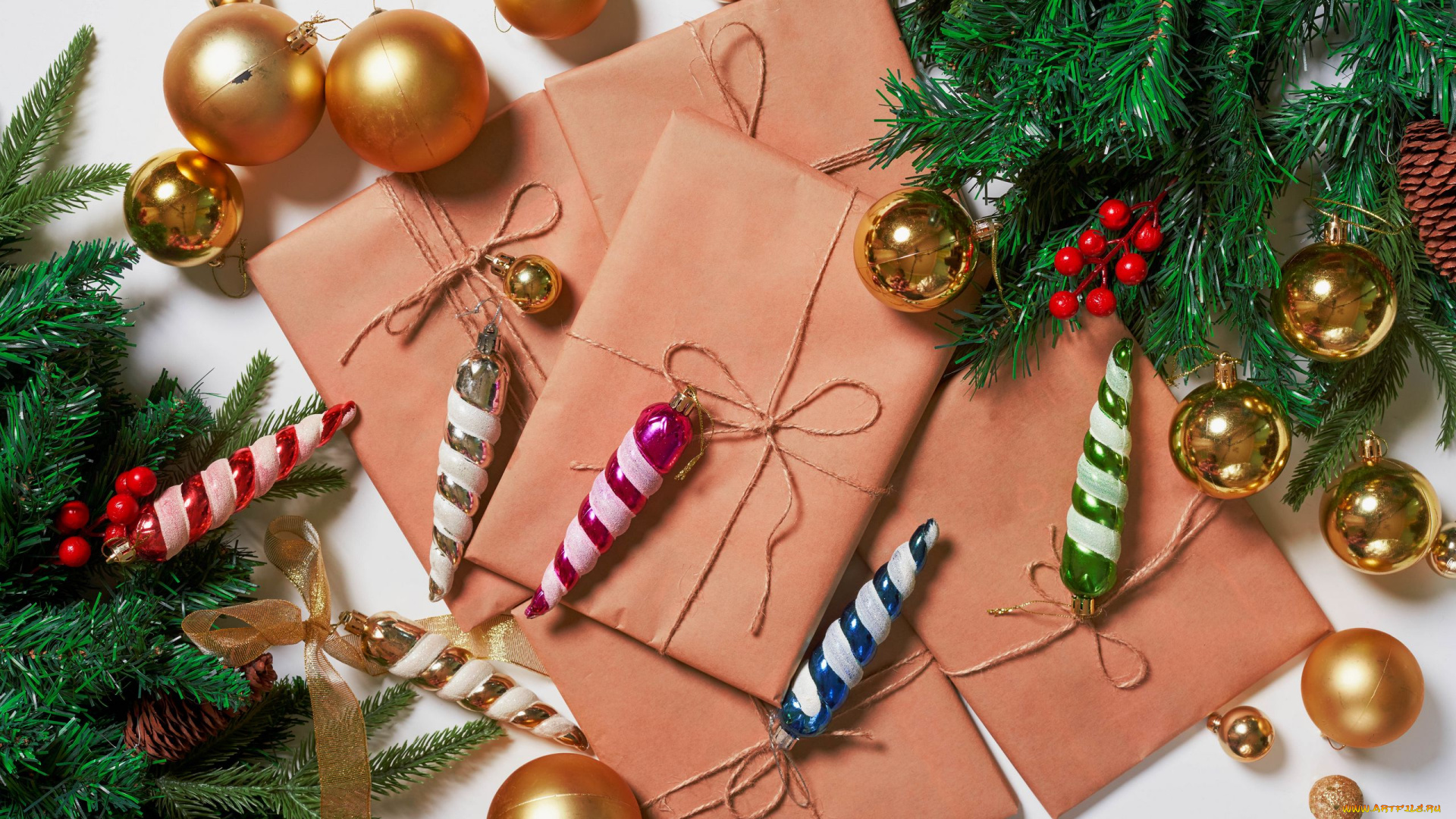 праздничные, -, разное, , новый, год, ветки, шарики, подарки