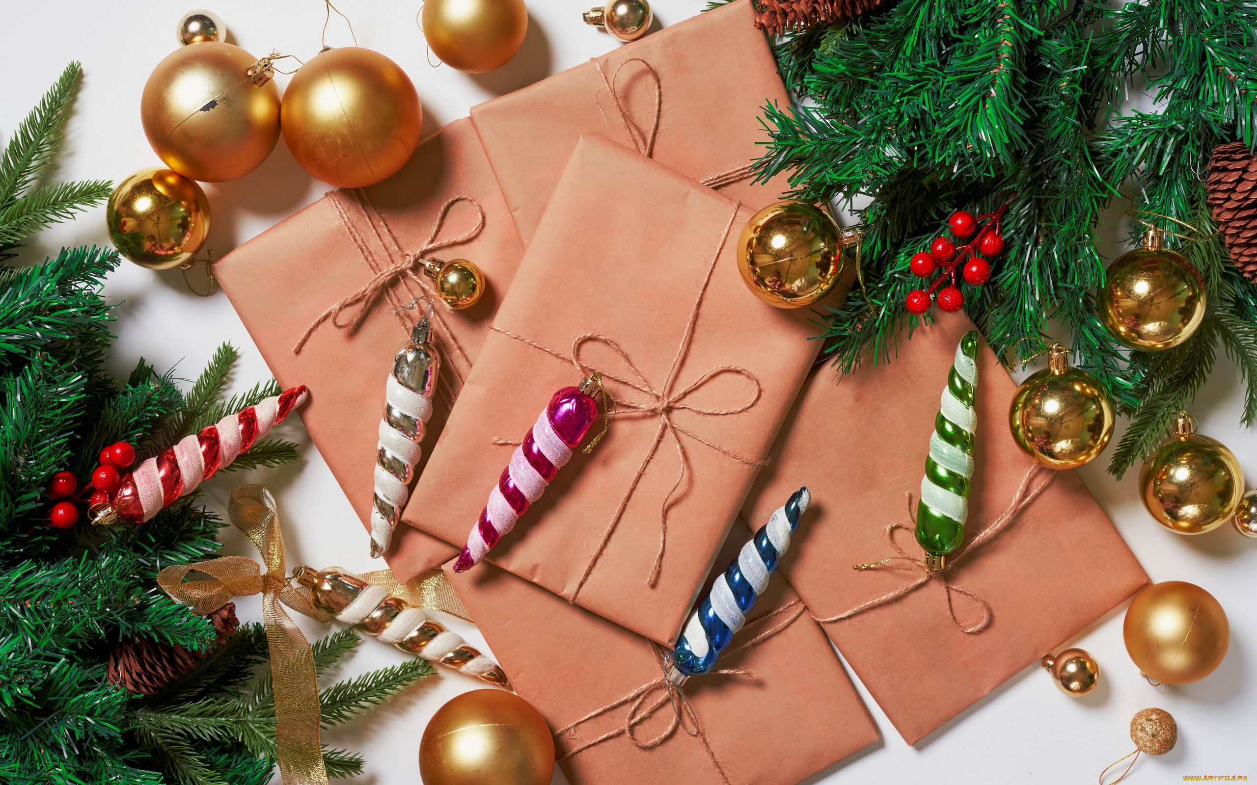 праздничные, -, разное, , новый, год, ветки, шарики, подарки