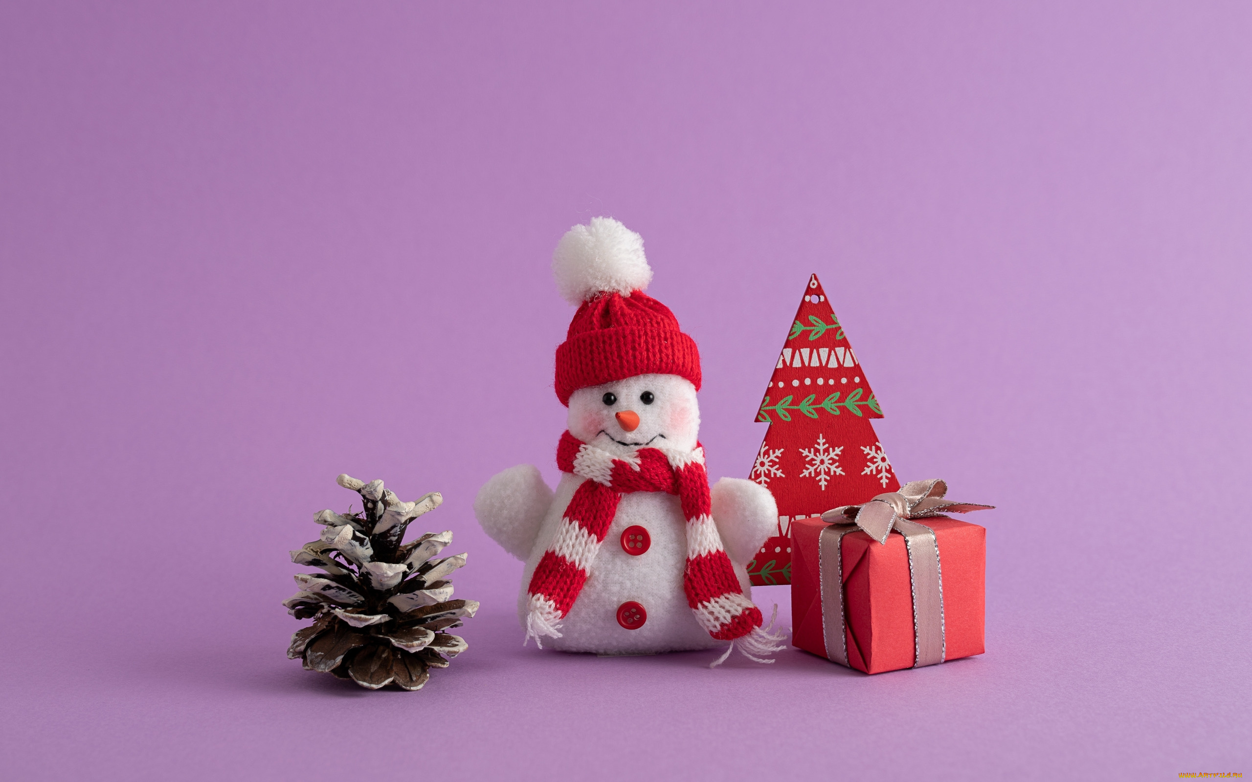 праздничные, снеговики, шишка, подарок, снеговик