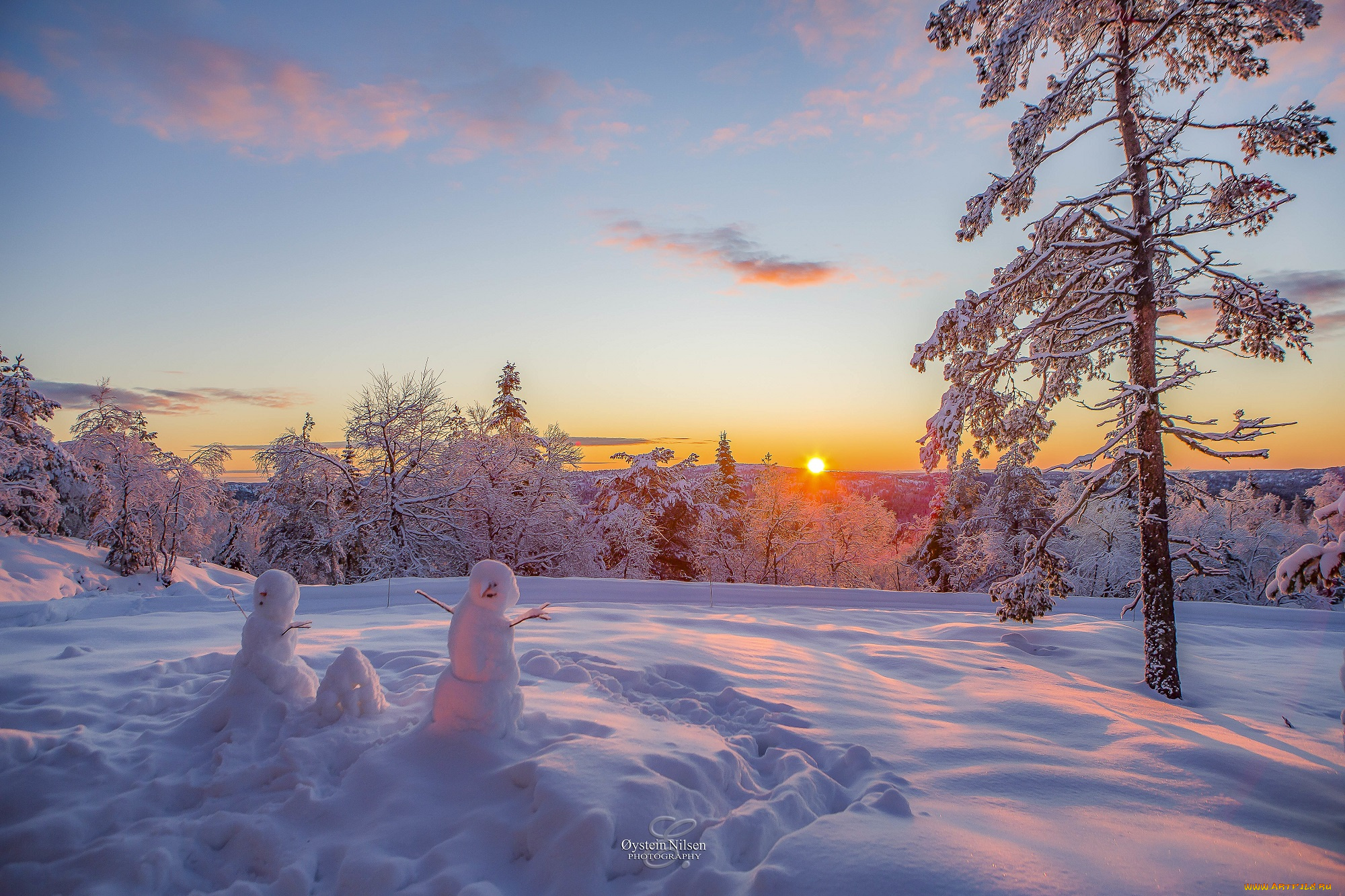 природа, восходы, закаты, зима, снег