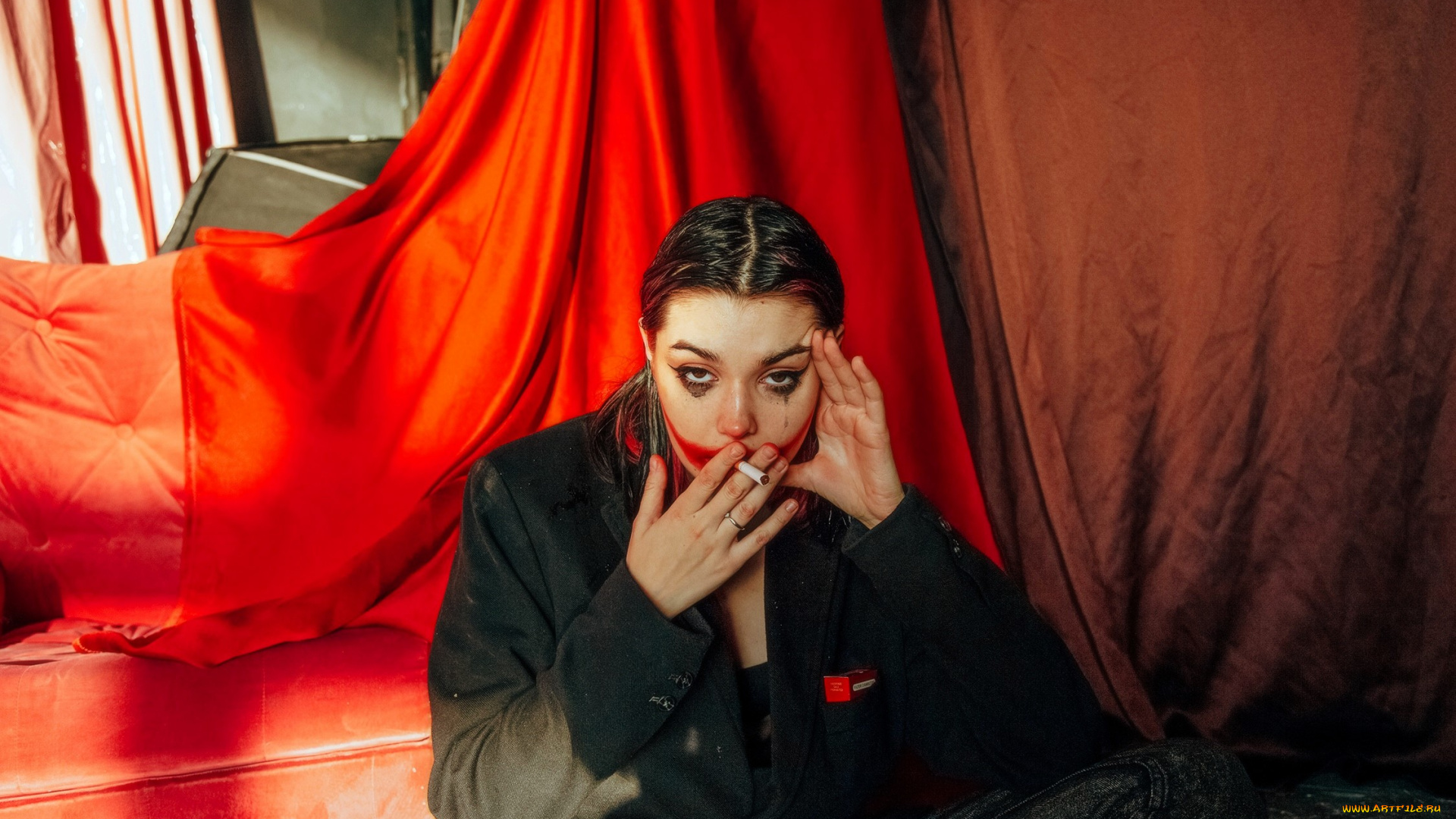 девушки, tenletters, образ, косплей, сигарета, макияж, шторы
