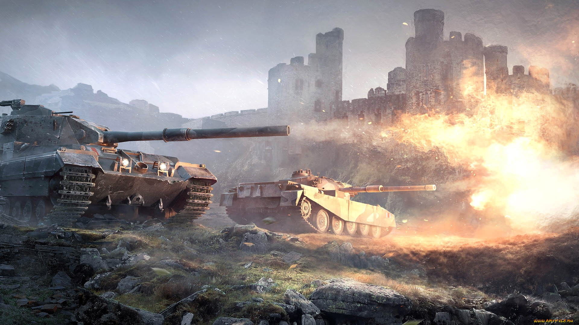 видео, игры, world, of, tanks, танки, огонь, город, развалины