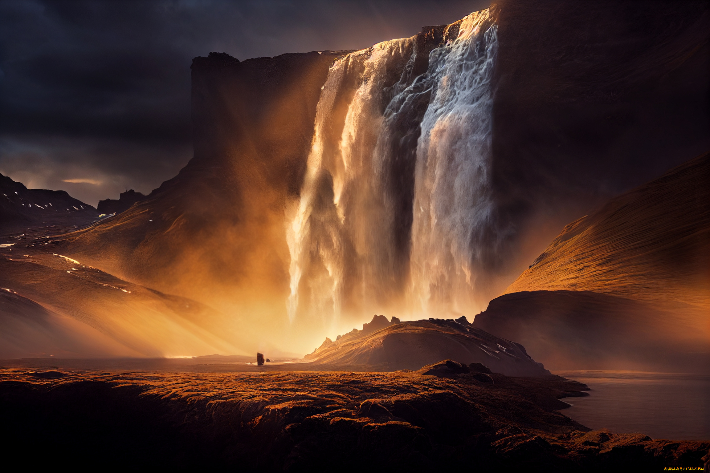 разное, компьютерный, дизайн, водопад