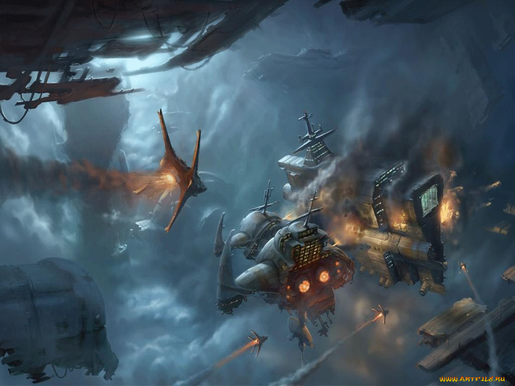 фэнтези, космические, корабли, звездолеты, станции