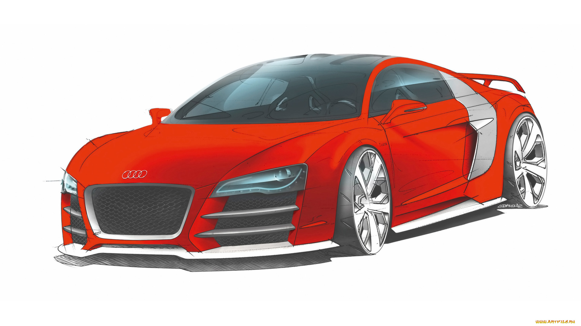 автомобили, рисованные