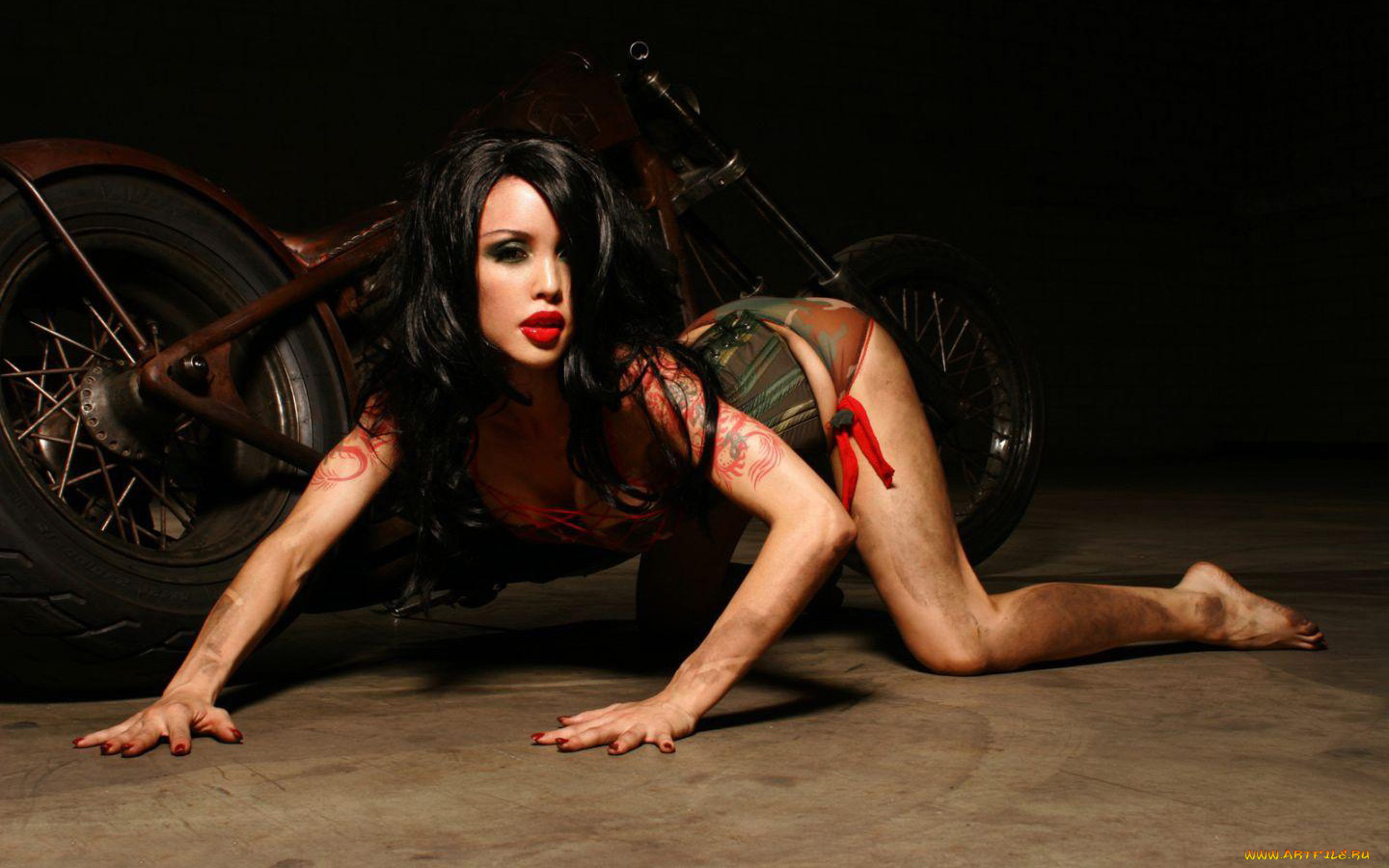 мотоциклы, мото, девушкой