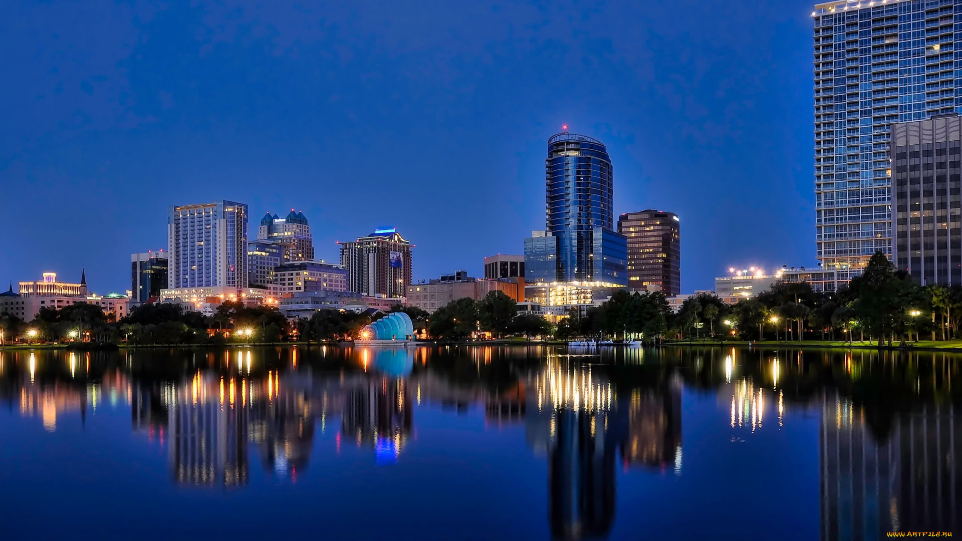 orlando, города, огни, ночного