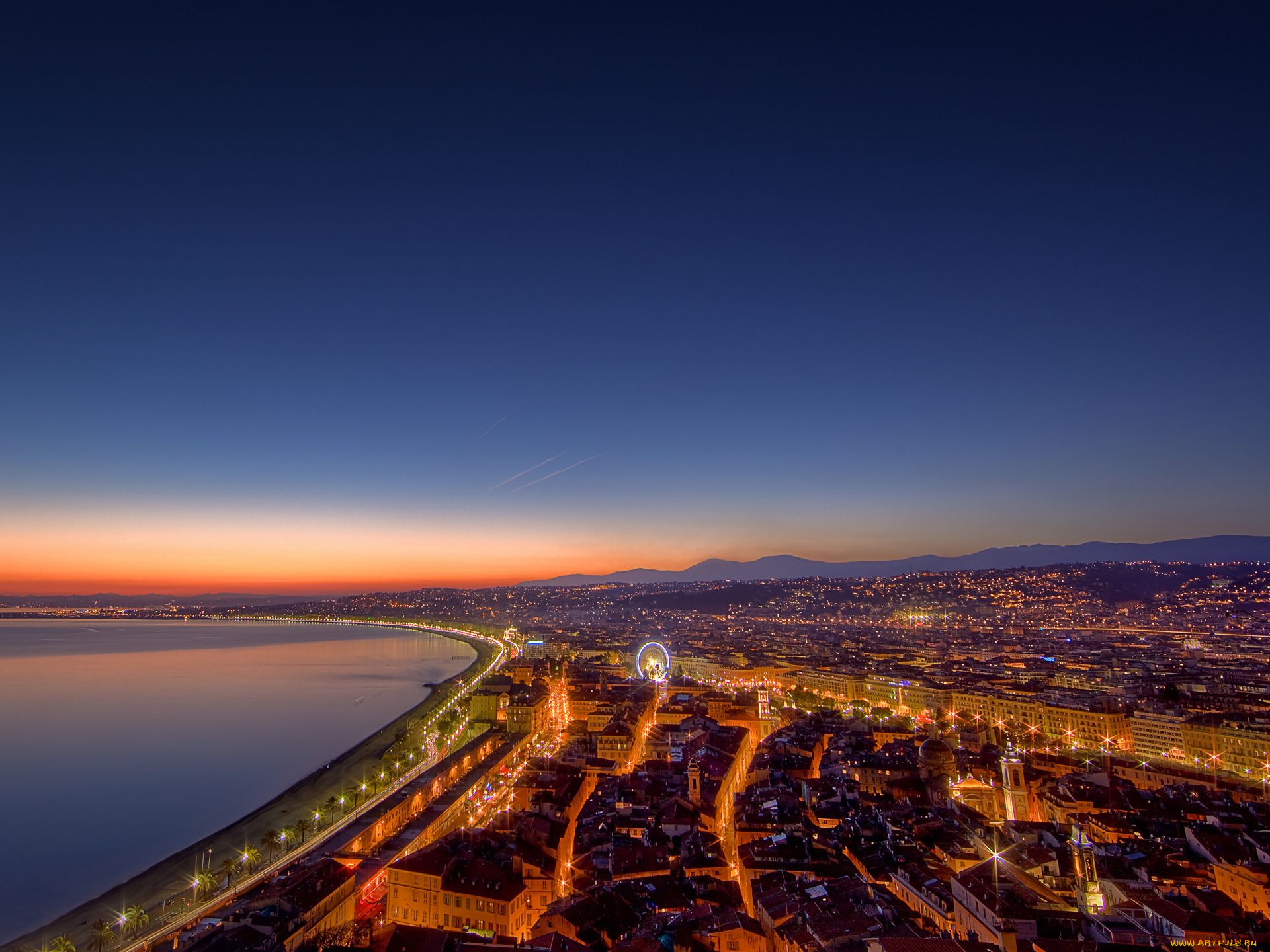 города, огни, ночного