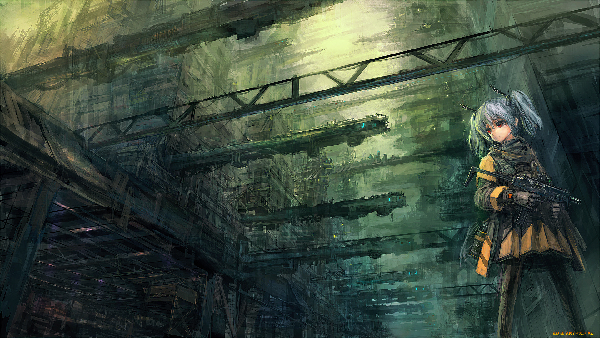 аниме, weapon, blood, technology, оружие