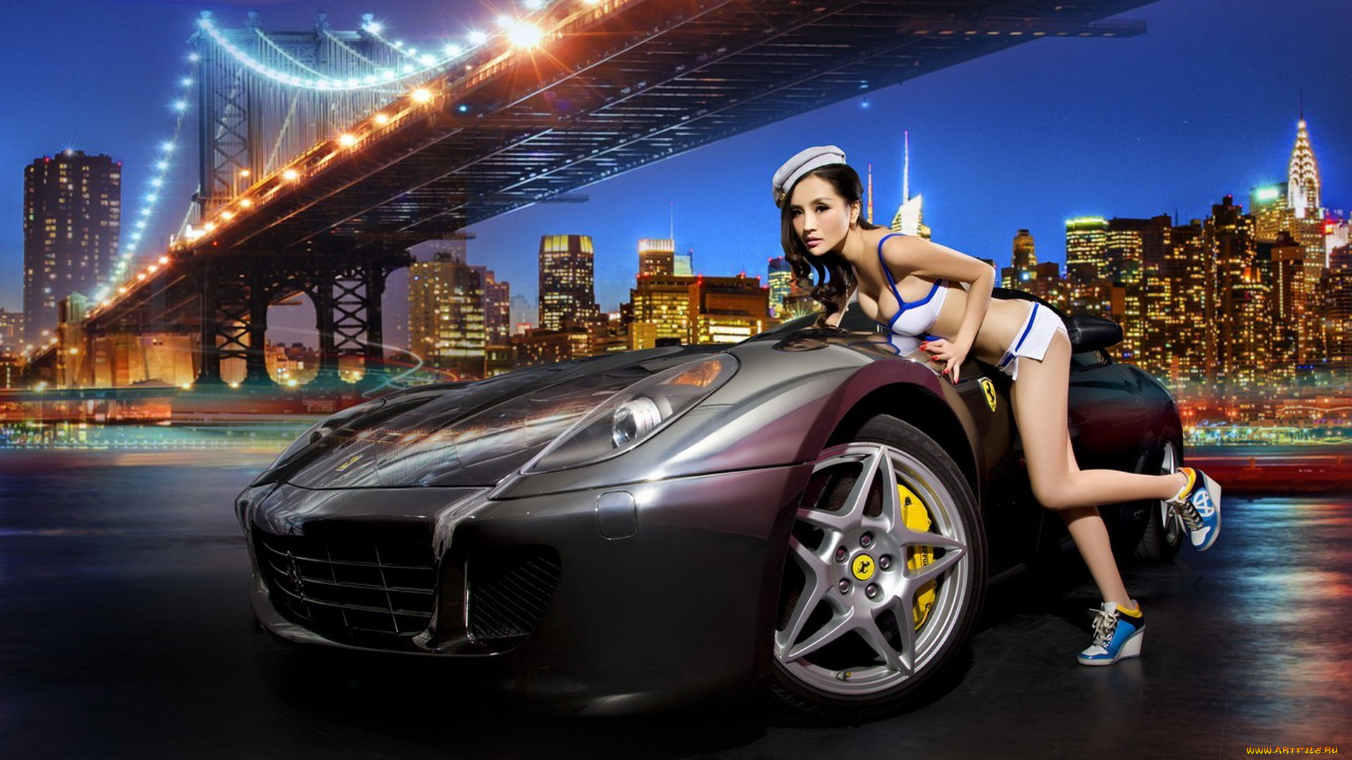 автомобили, авто, девушками, азиатка, девушка, ferrari, 599