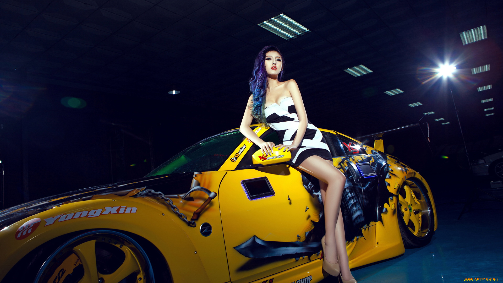 автомобили, авто, девушками, девушка, nissan, 350z, азиатка