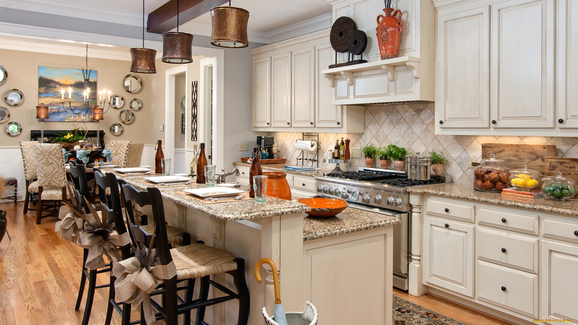 интерьер, кухня, продукты, стулья