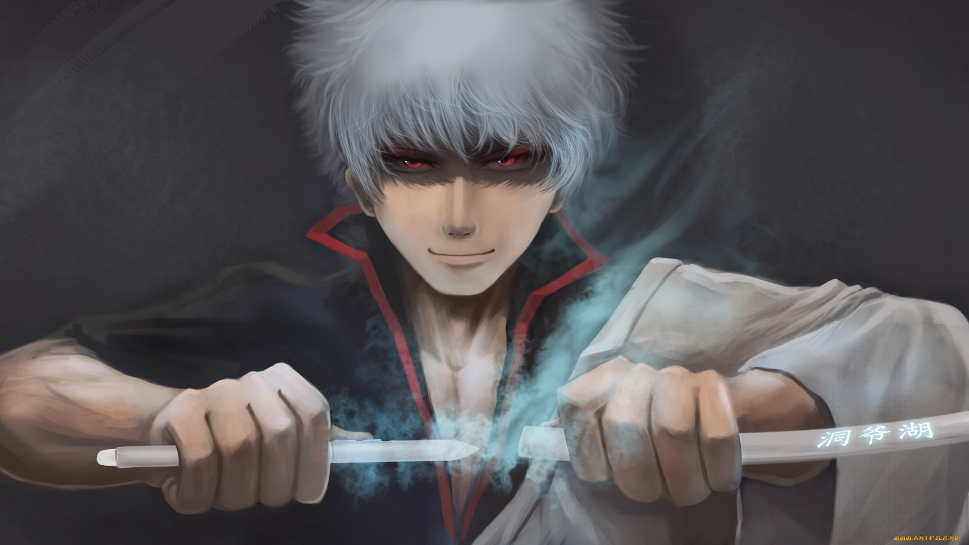 аниме, gintama, парень, gintoki, sakata, art, anime, меч