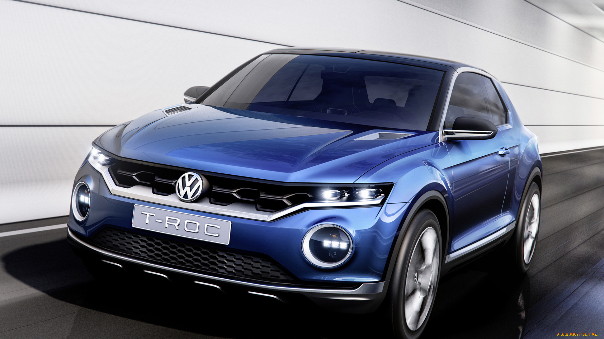 автомобили, volkswagen, t-roc, concept, 2014, синий