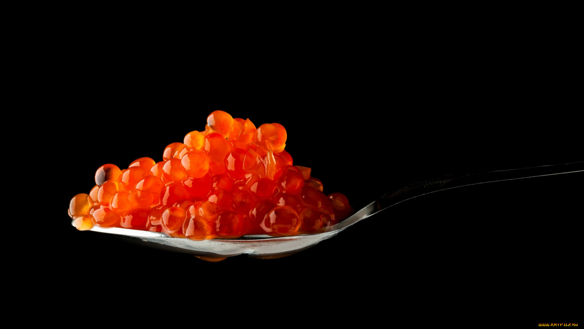 еда, икра, ложка, красная, чёрный, фон