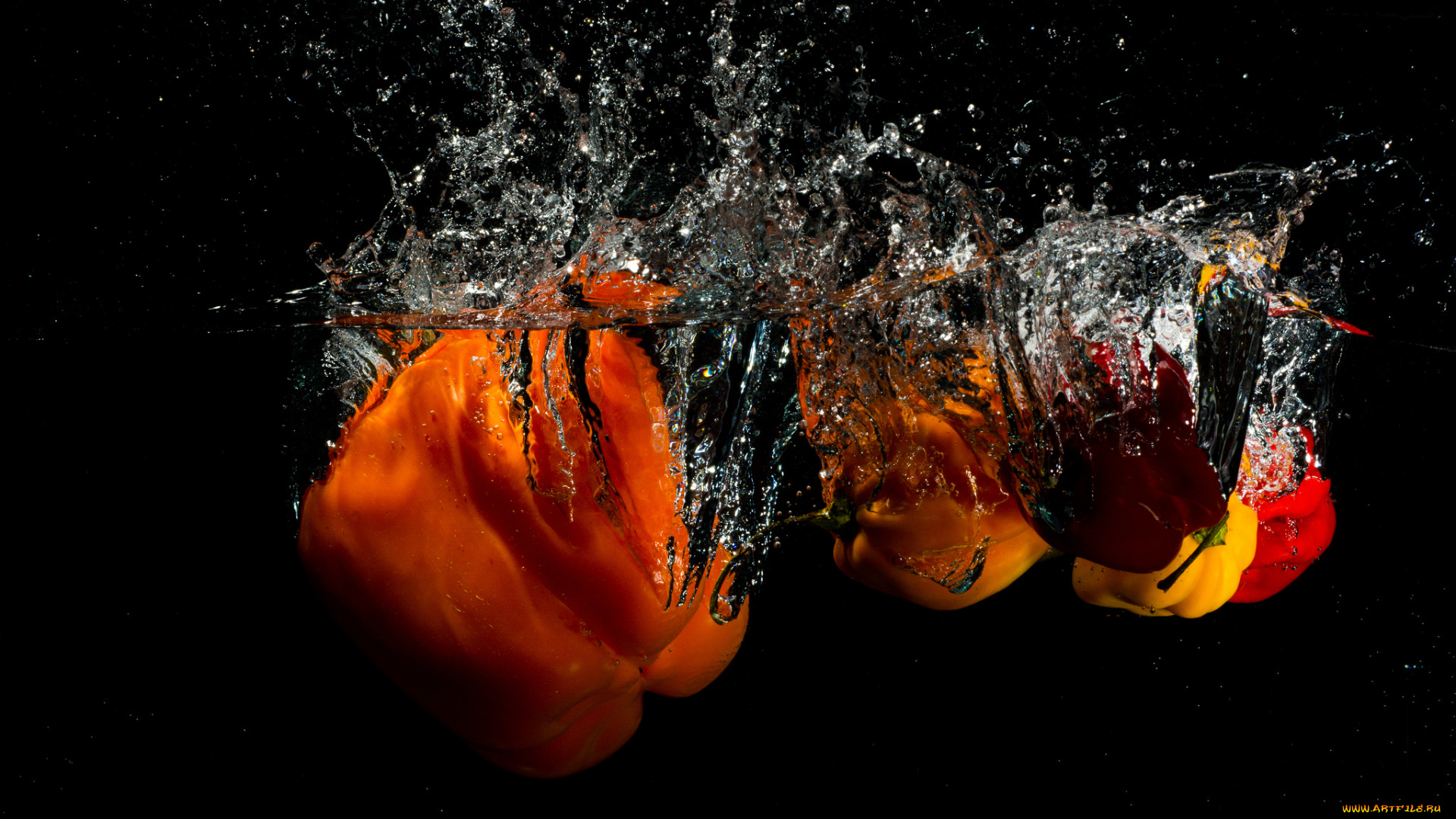 еда, перец, вода, брызги