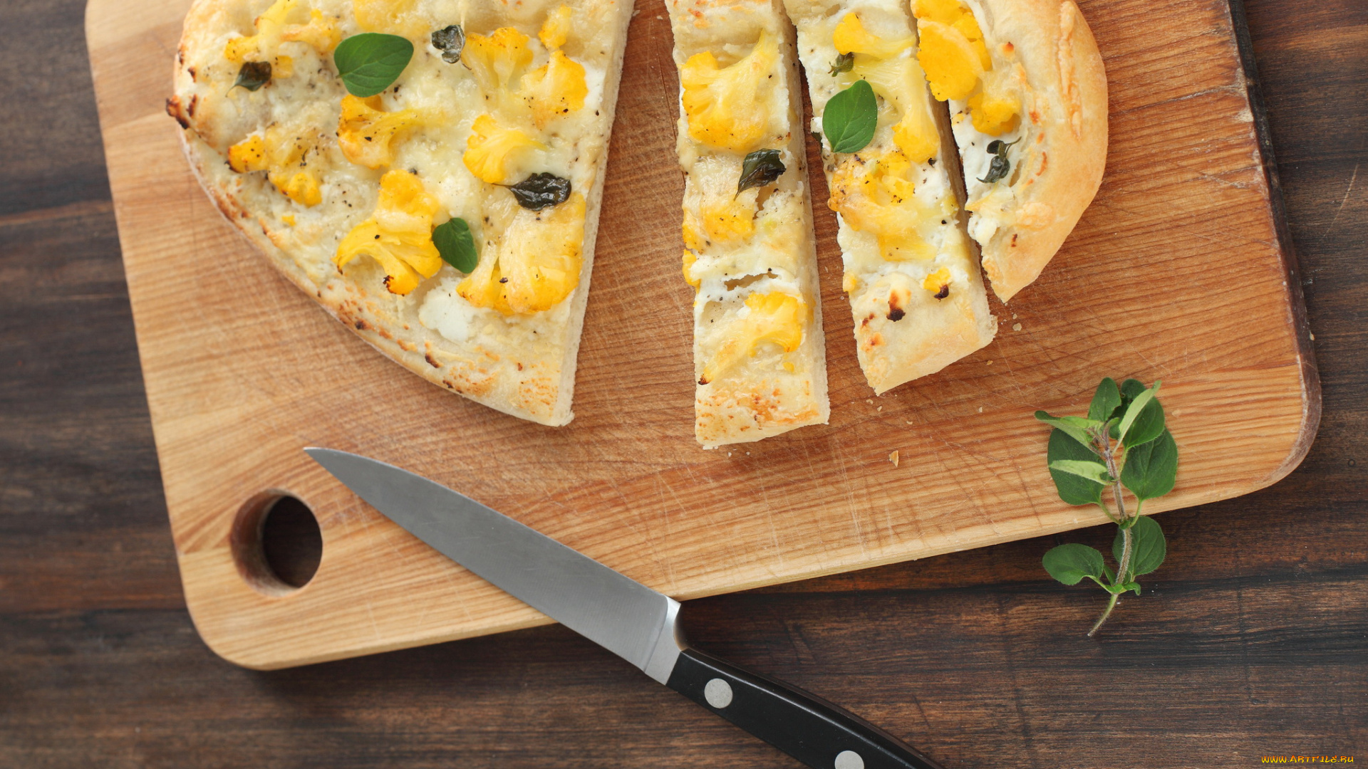 еда, пироги, доска, нож, пирог, мята