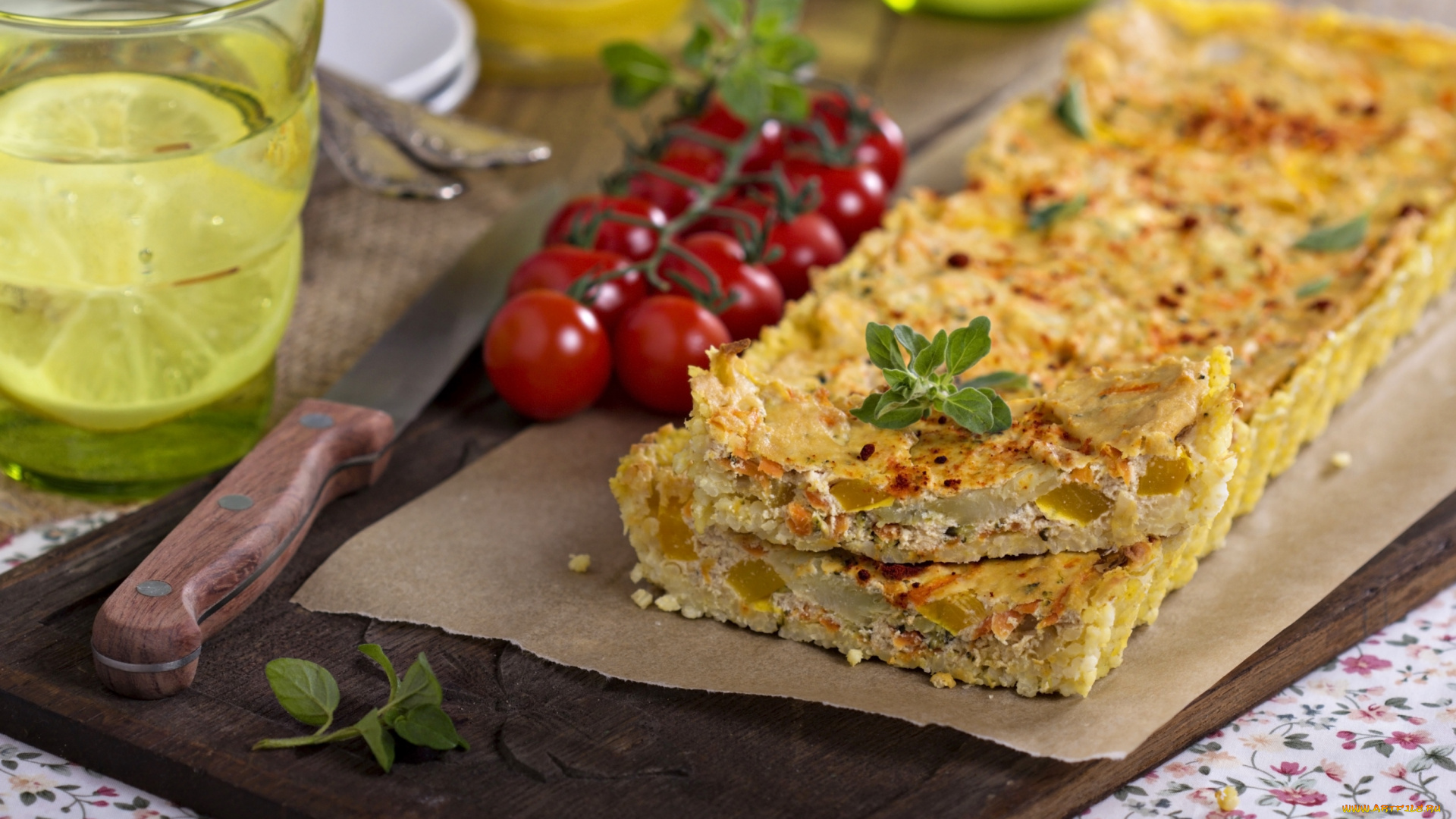 еда, пироги, помидоры