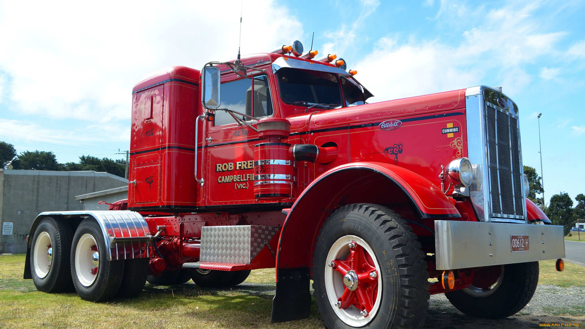 peterbilt, автомобили, красный, тягач, седельный